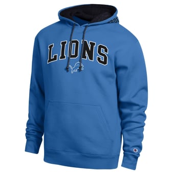 Men's Champion Blue/Black Detroit Lions Contrast Hoodie