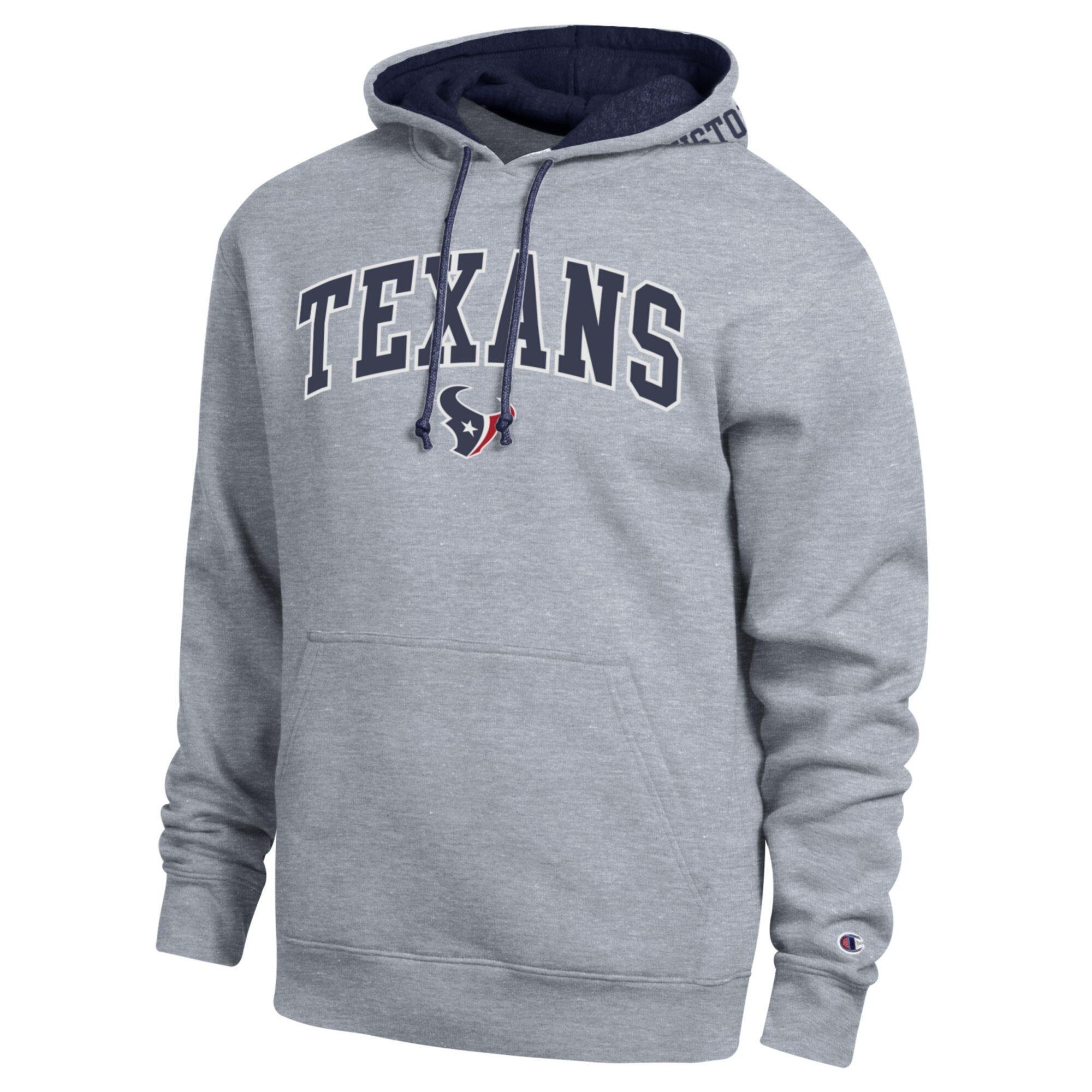 Men's Champion Heather Gray/Navy Houston Texans Contrast Hoodie
