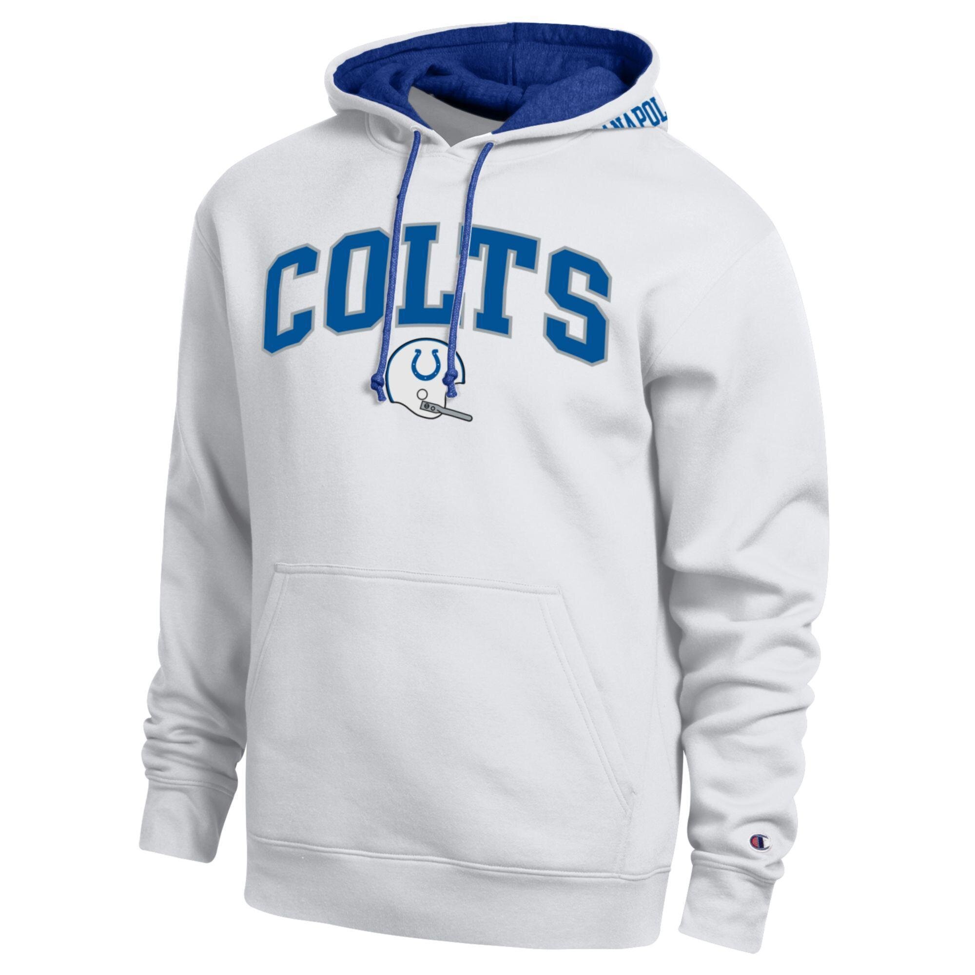Men's Champion White/Royal Indianapolis Colts Contrast Hoodie