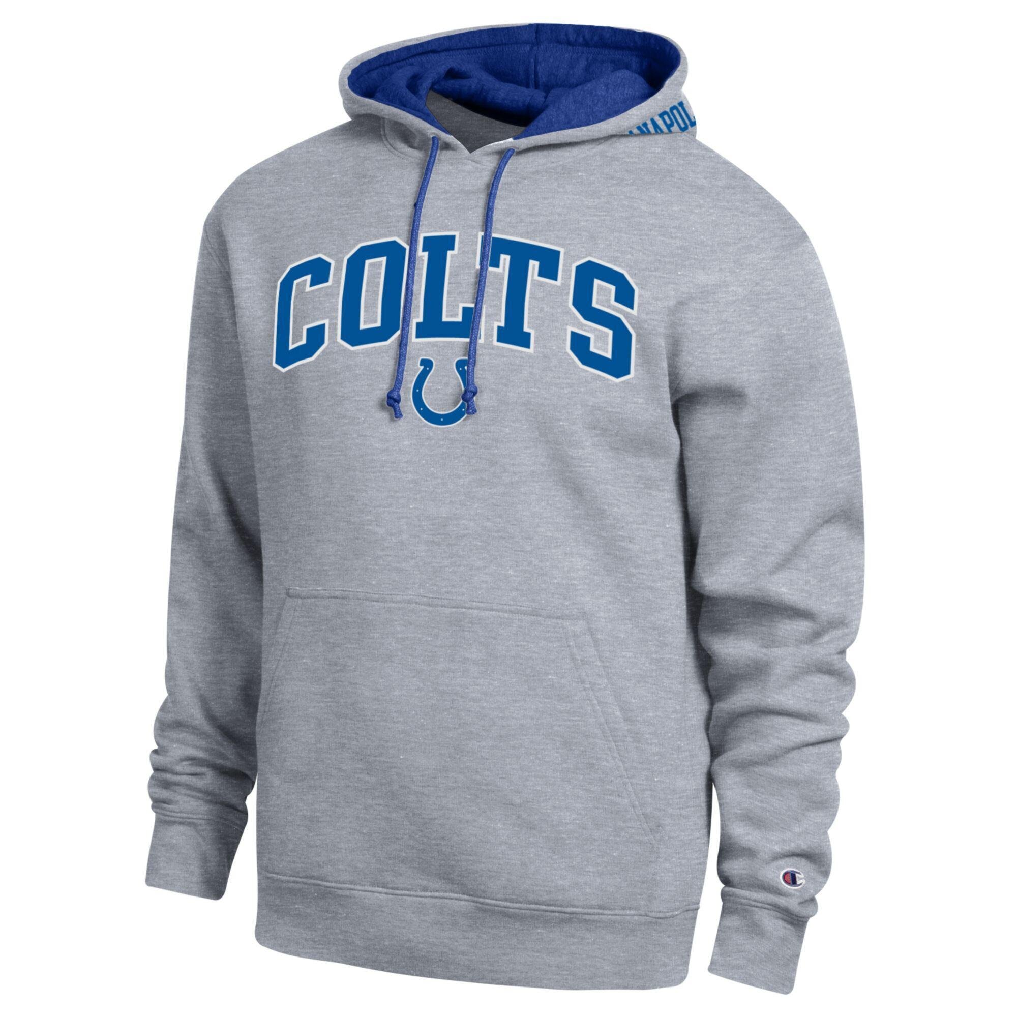 Men's Champion Heather Gray/Royal Indianapolis Colts Contrast Hoodie