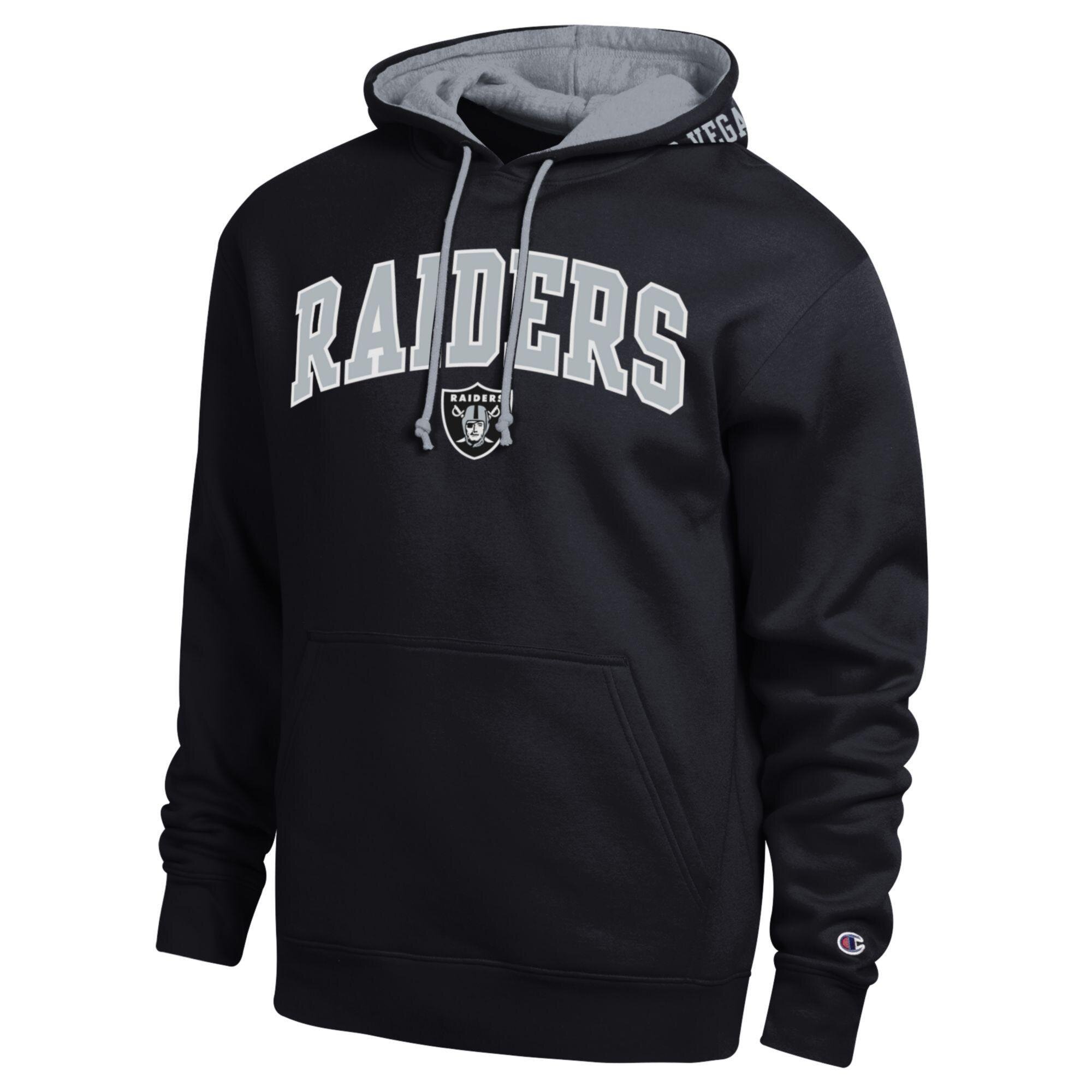 Champion Men's Black/Heather Gray Las Vegas Raiders Contrast Hoodie - Black, Heather Gray