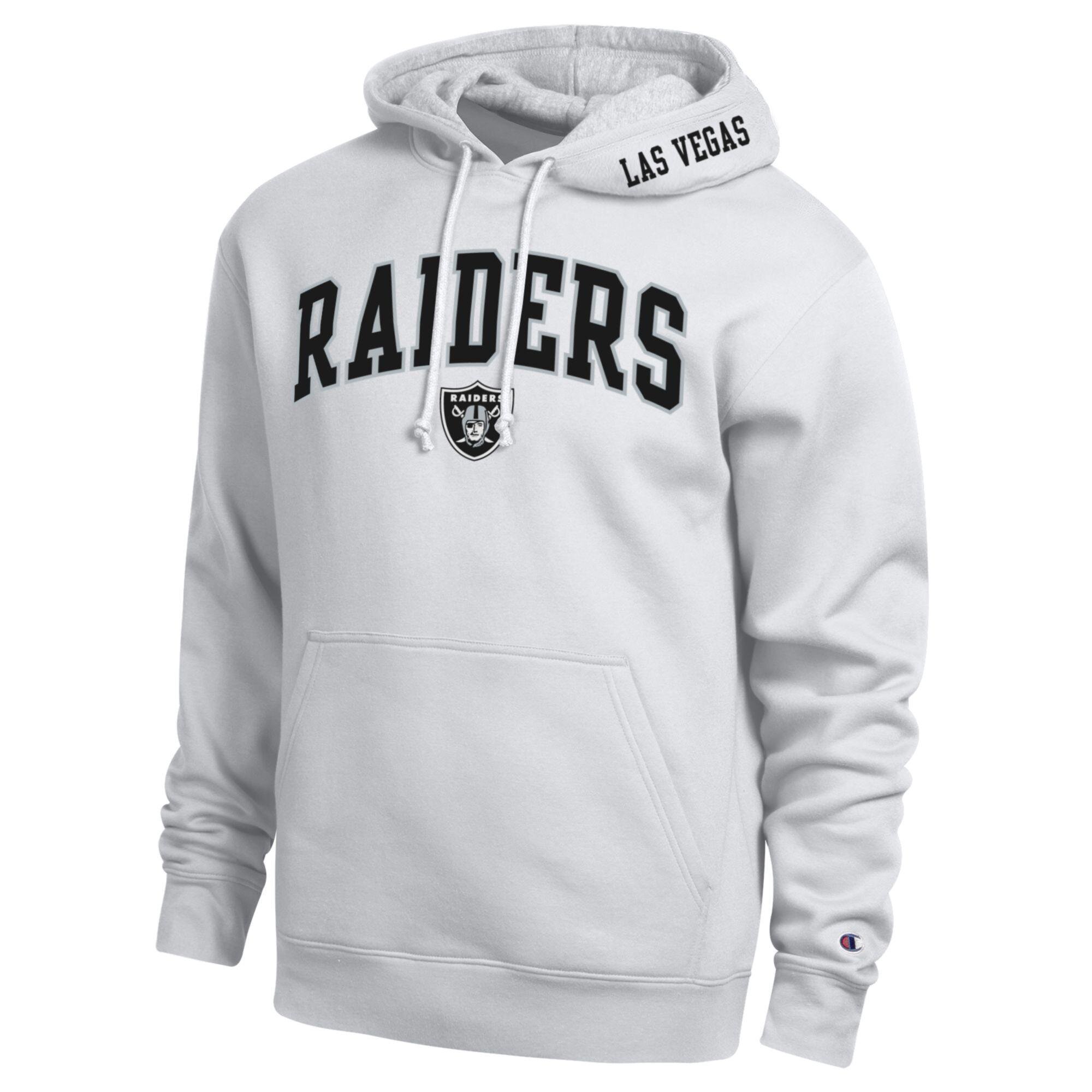 Men's Champion White/Heather Gray Las Vegas Raiders Contrast Hoodie