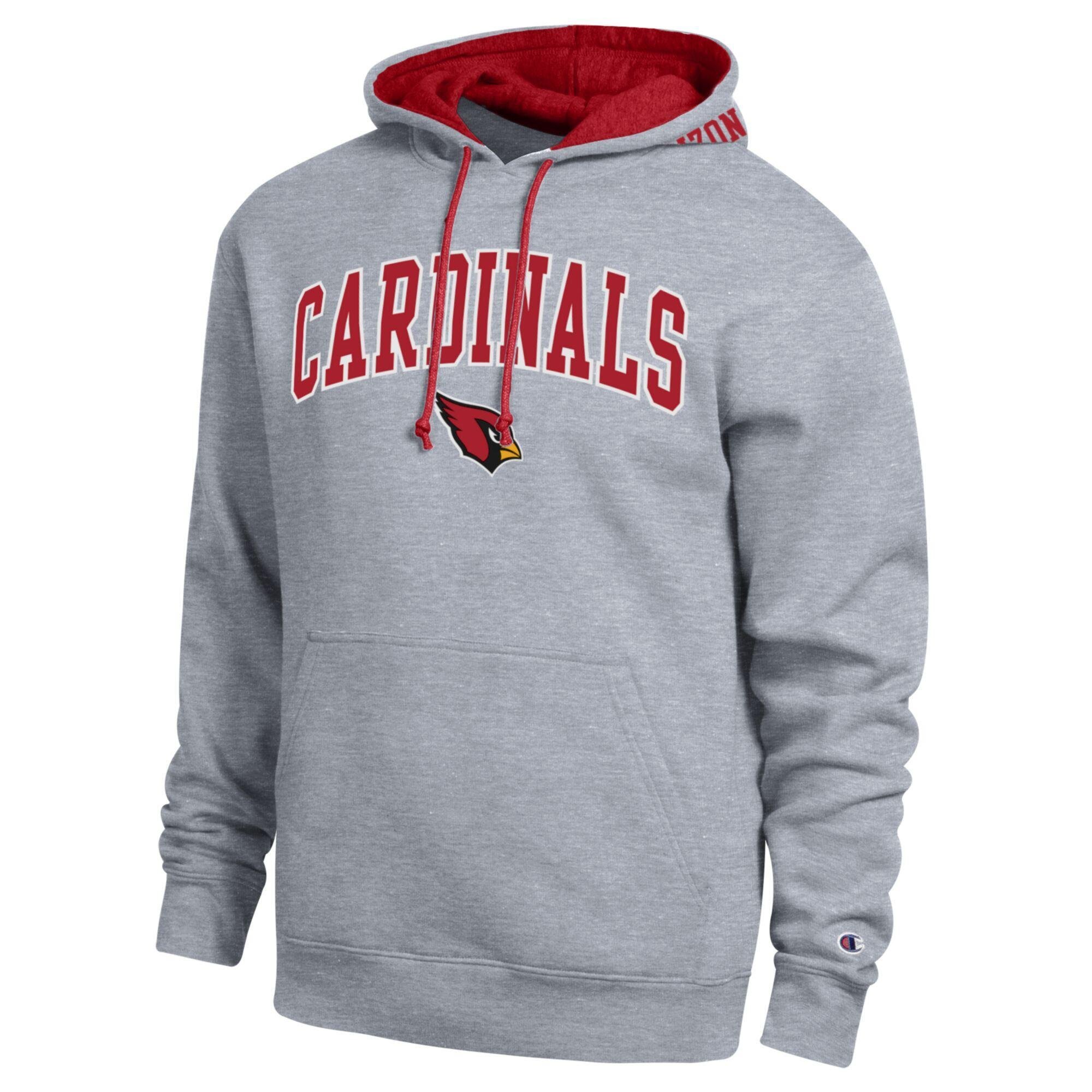 Men's Champion Heather Gray/Cardinal Arizona Cardinals Contrast Hoodie