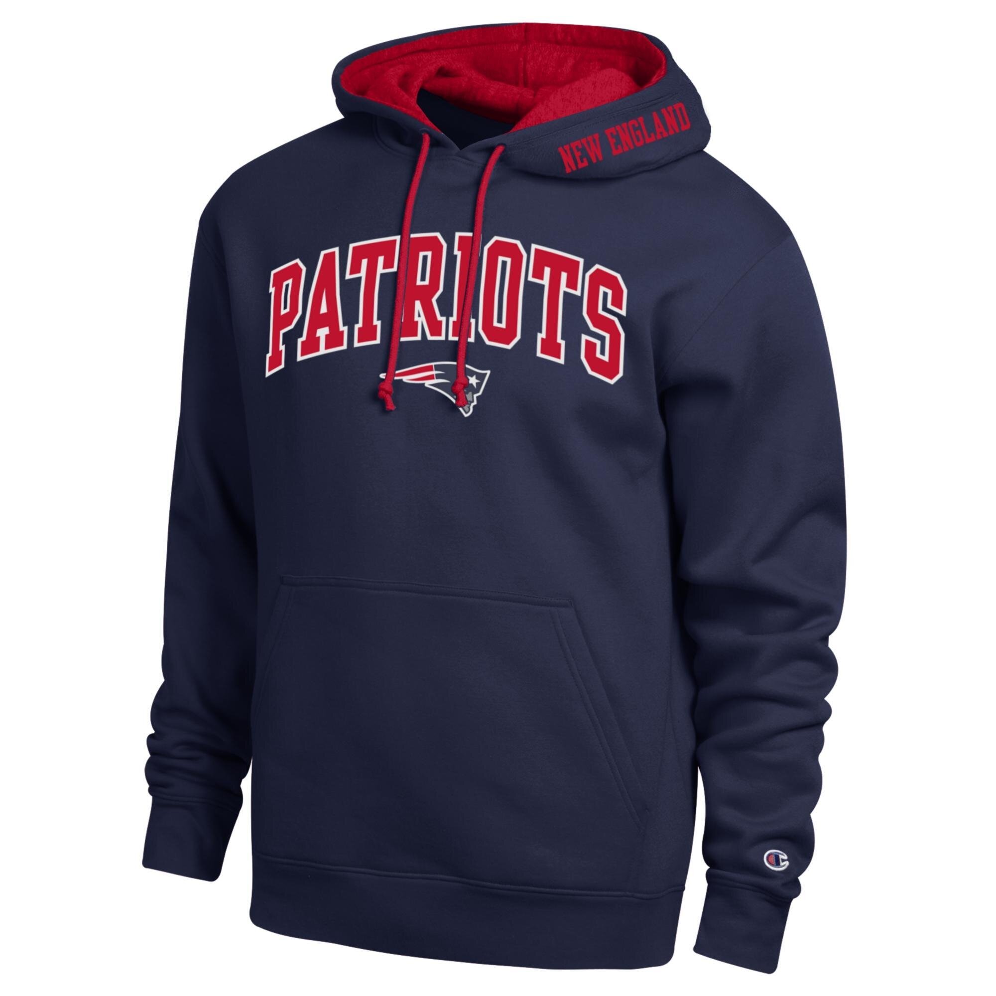 Men's Champion  Navy/Red New England Patriots Contrast Hoodie