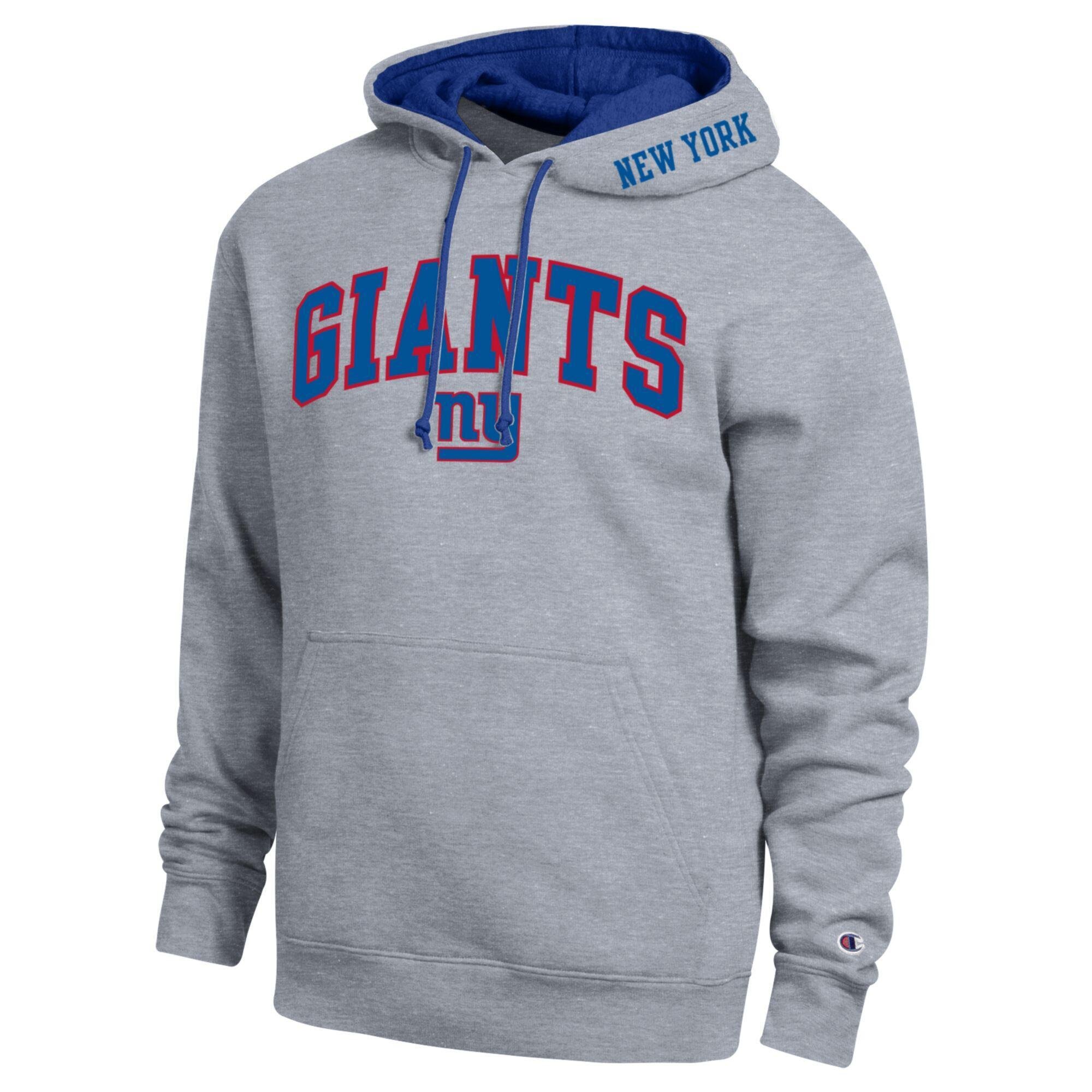 Men's Champion Heather Gray/Royal New York Giants Contrast Hoodie
