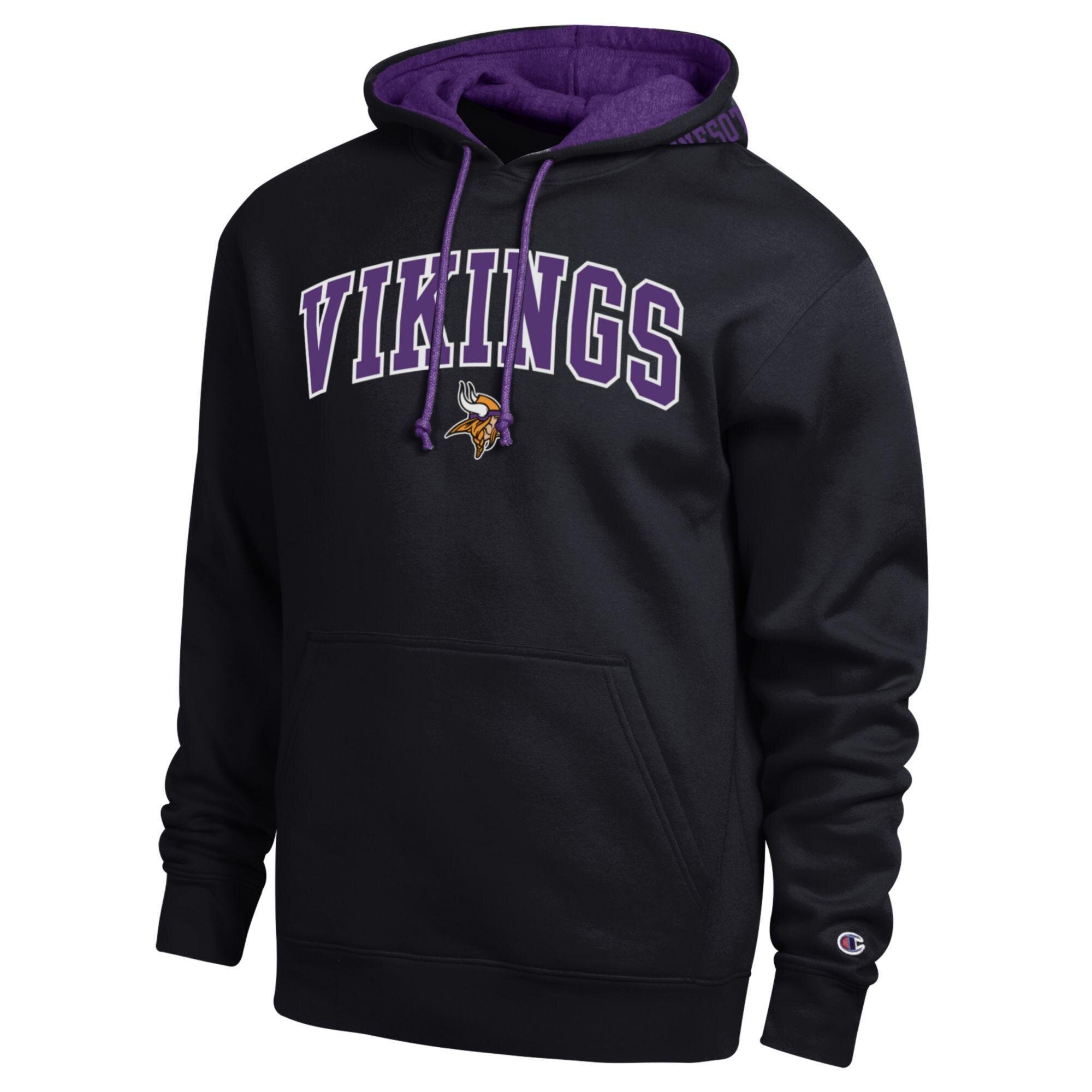 Men's Champion  Black/Purple Minnesota Vikings Contrast Hoodie