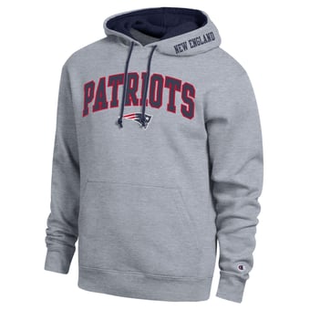 Men's Champion  Heather Gray/Navy New England Patriots Contrast Hoodie