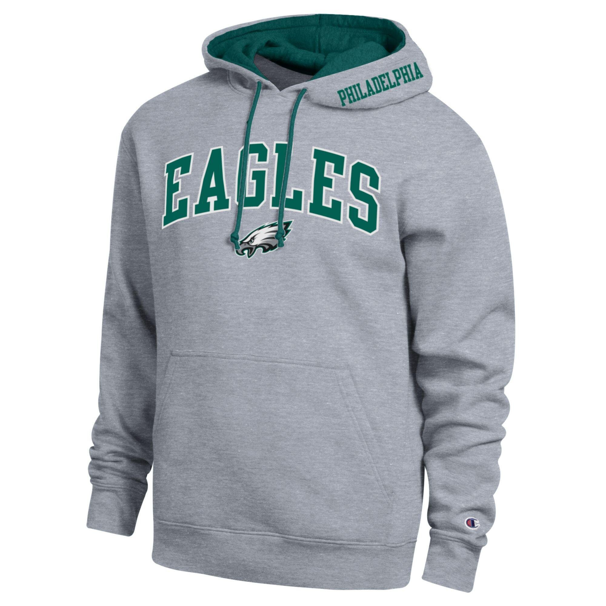 Men's Champion Heather Gray/Midnight Green Philadelphia Eagles Contrast Hoodie