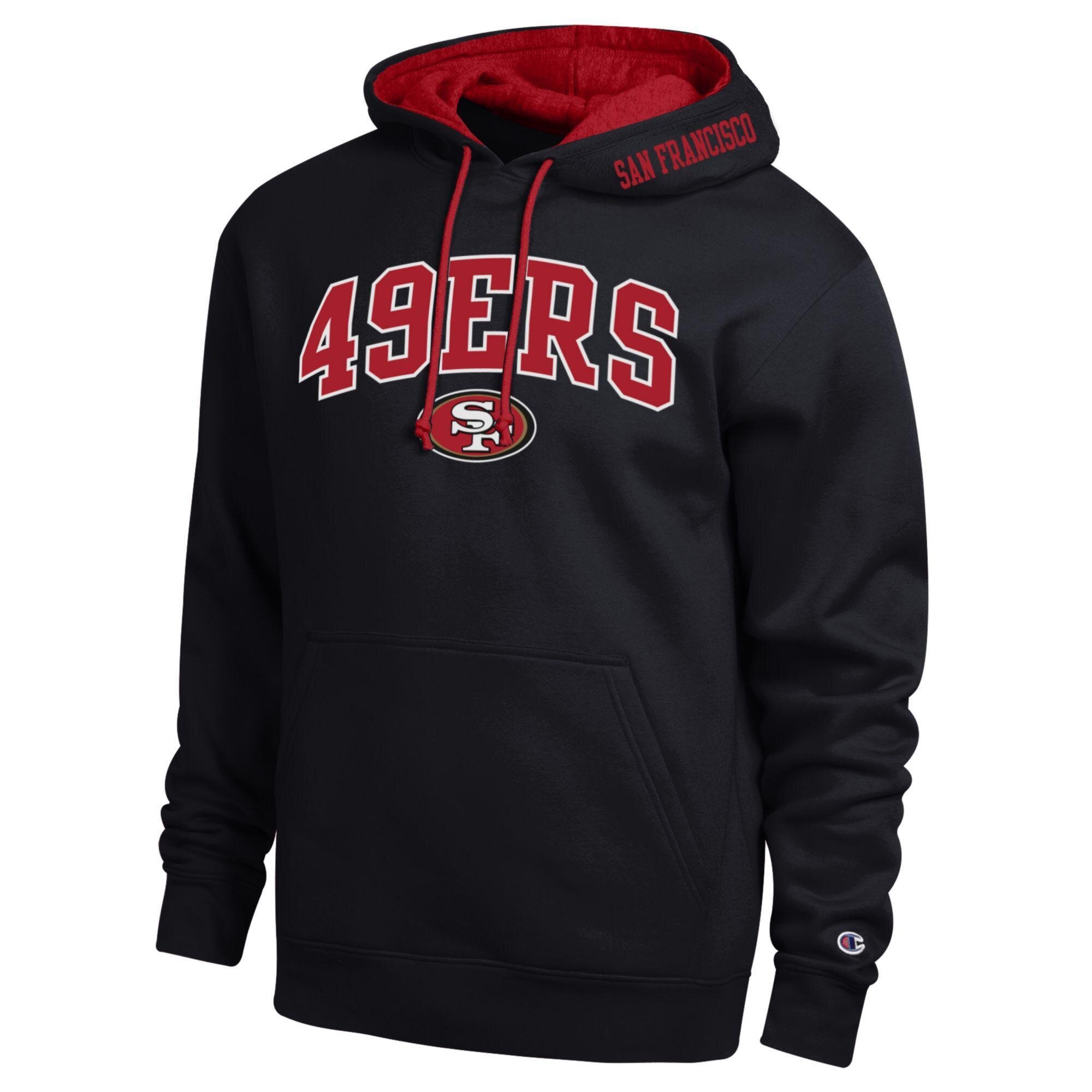 Men's Champion Black/Scarlet San Francisco 49ers Contrast Hoodie