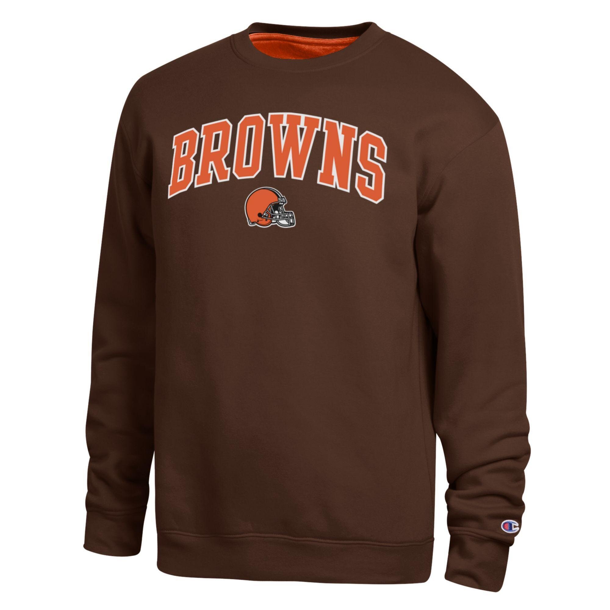 Men's Champion  Brown Cleveland Browns Contrast Lined Sweatshirt