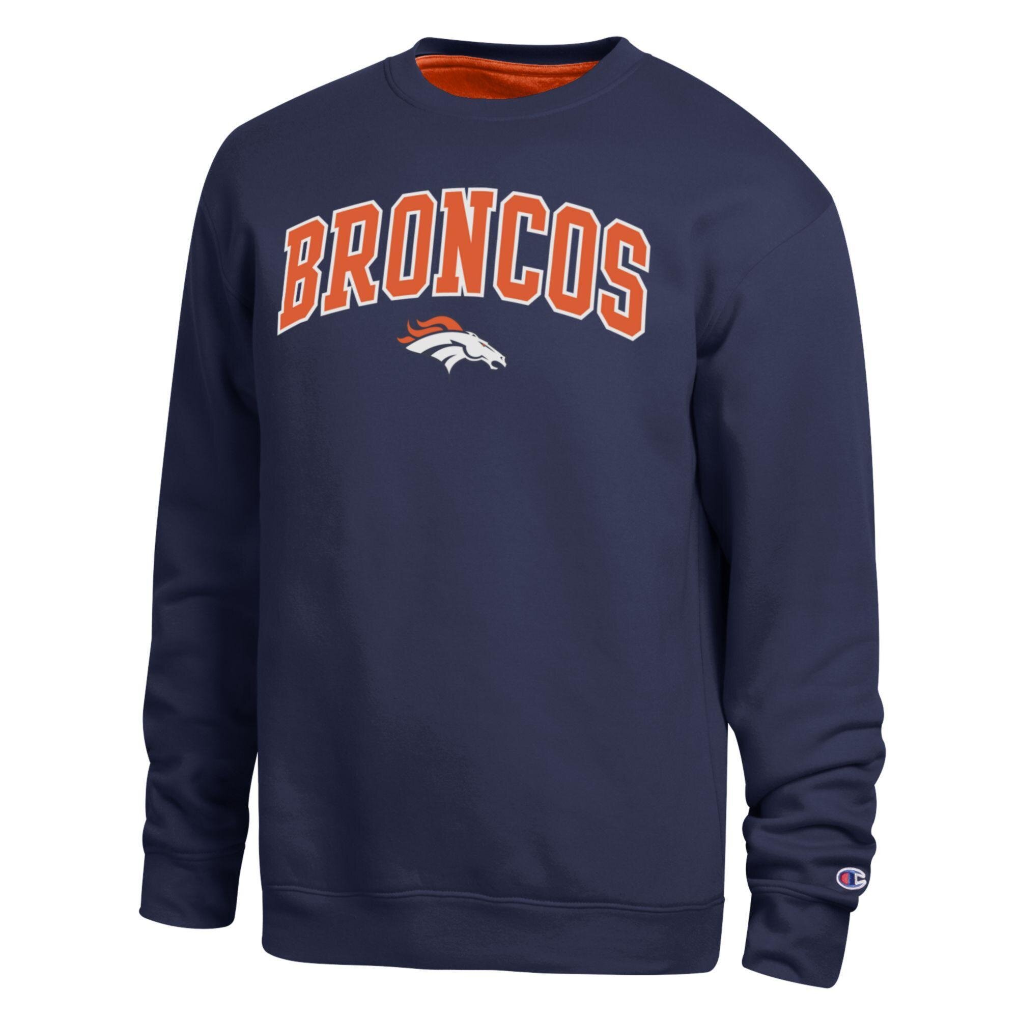 Men's Champion Navy Denver Broncos Contrast Lined Sweatshirt