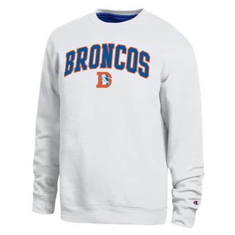 Men's Champion  White Denver Broncos Contrast Lined Sweatshirt