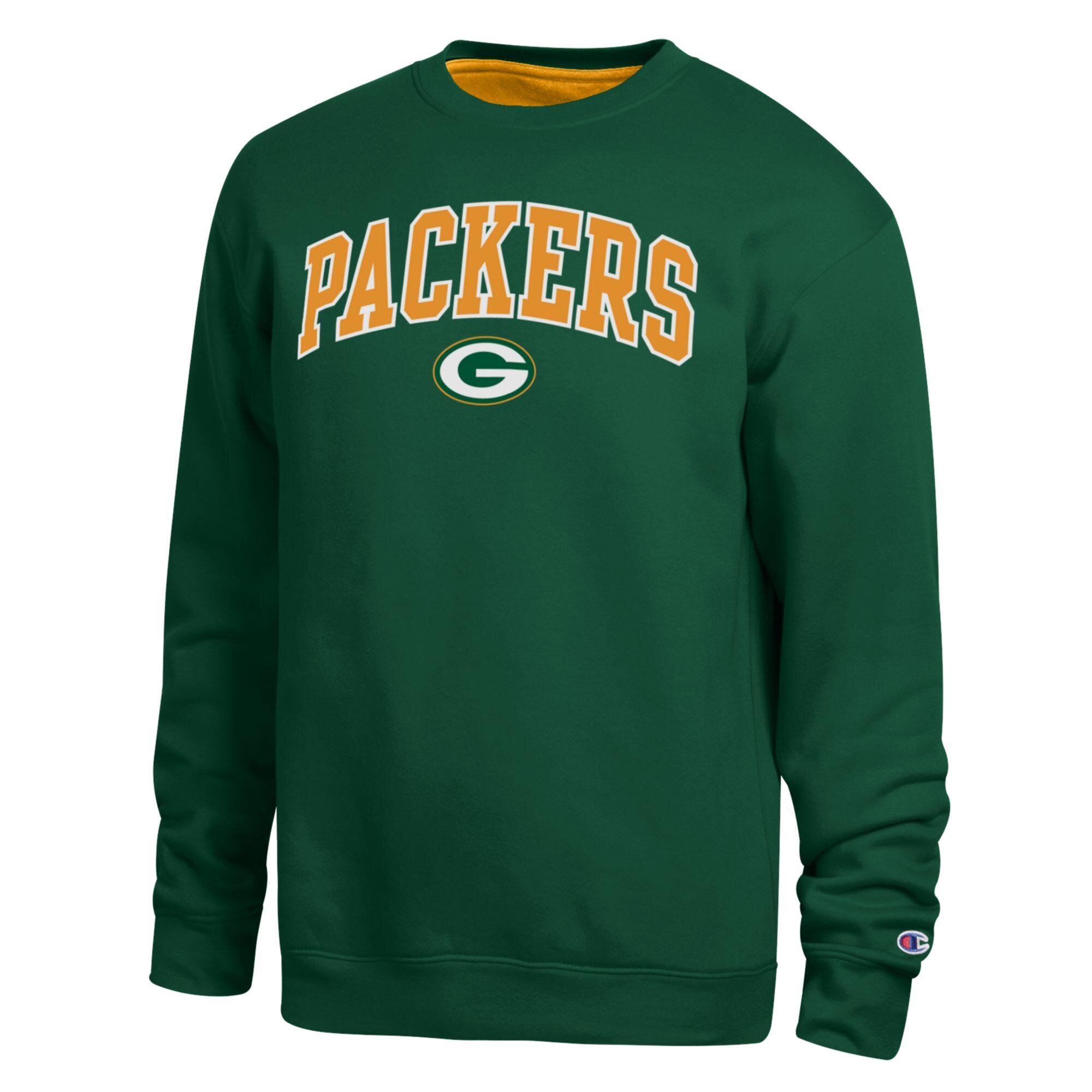 Men's Champion  Green Green Bay Packers Contrast Lined Sweatshirt
