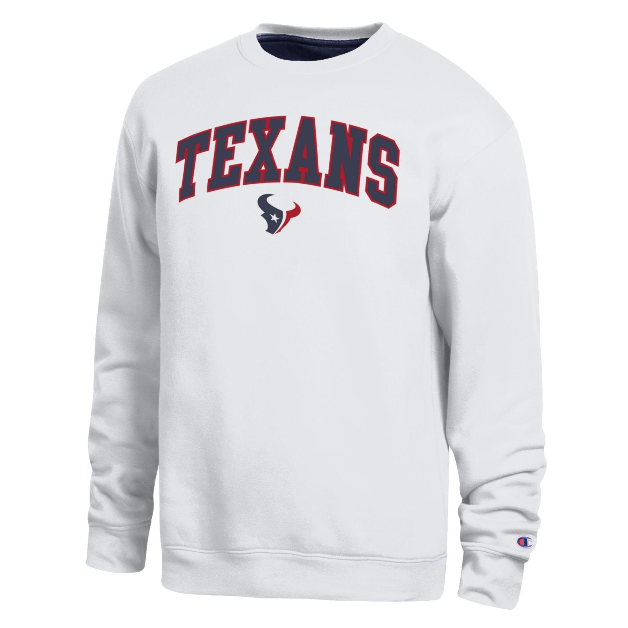 Men's Champion White Houston Texans Contrast Lined Sweatshirt
