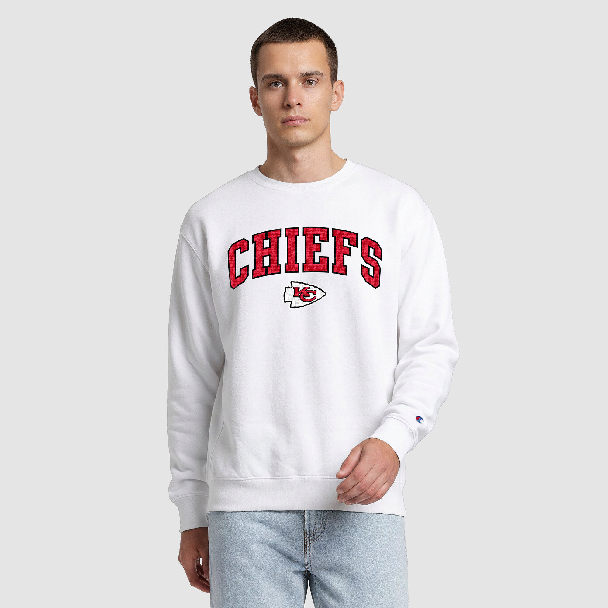 Men's Champion White Kansas City Chiefs Contrast Lined Sweatshirt