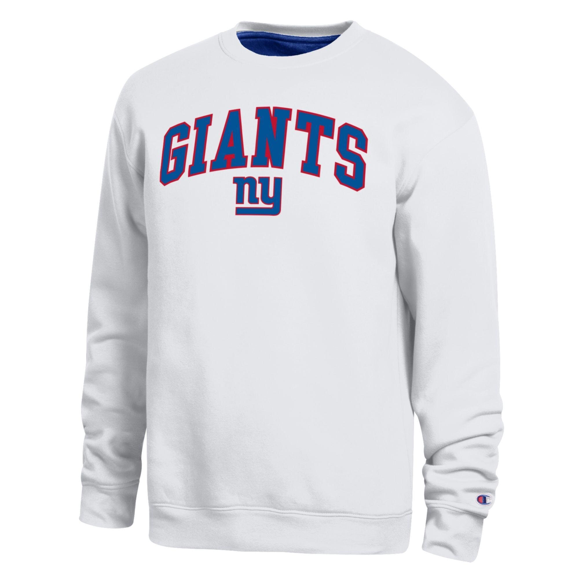 Men's Champion White New York Giants Contrast Lined Sweatshirt