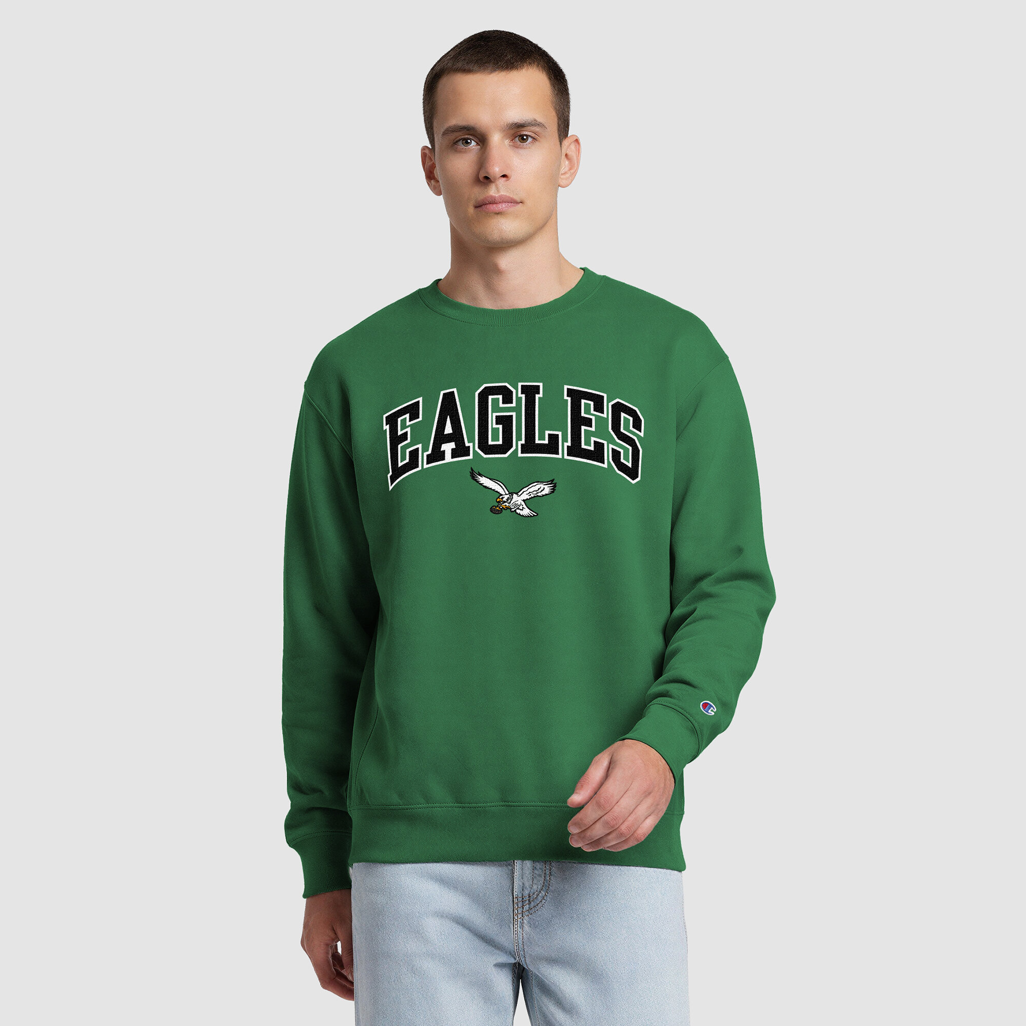 Men's Champion  Kelly Green Philadelphia Eagles Contrast Lined Sweatshirt