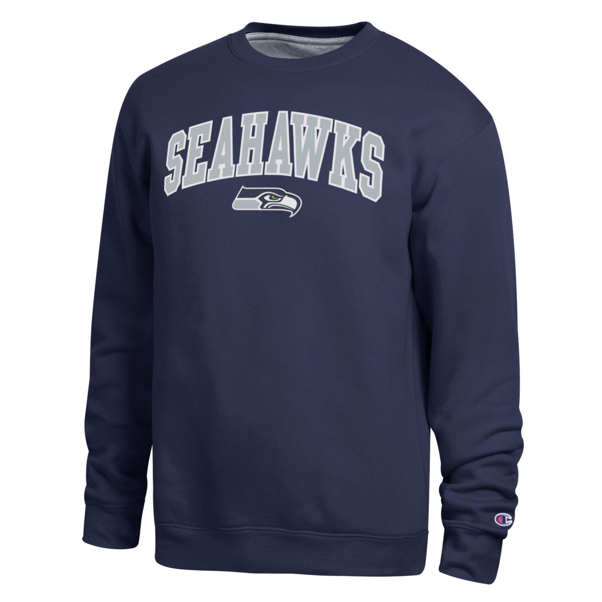 Men's Champion Navy Seattle Seahawks Contrast Lined Sweatshirt