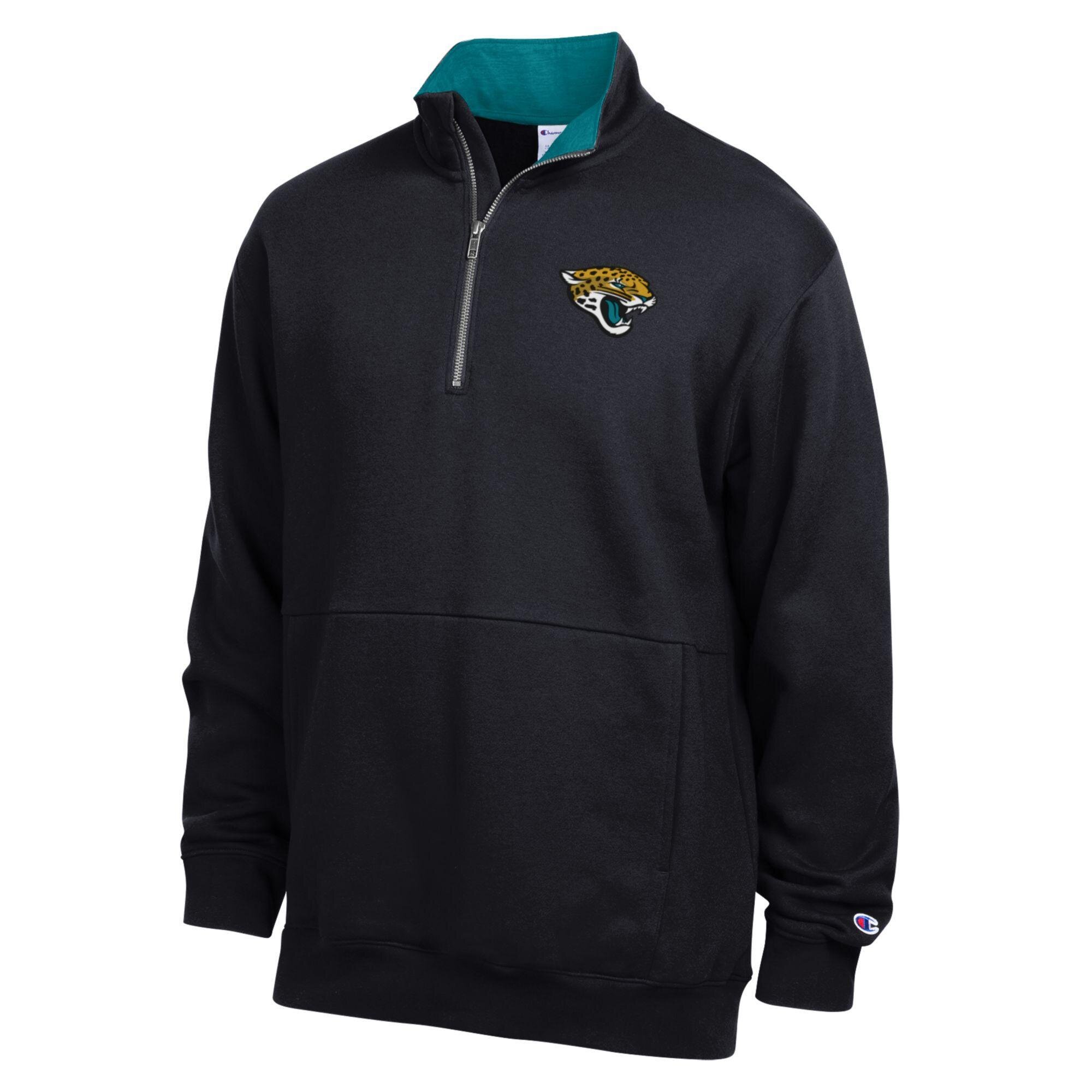Men's Champion Black/Teal Jacksonville Jaguars Fleece Quarter-Zip Pullover