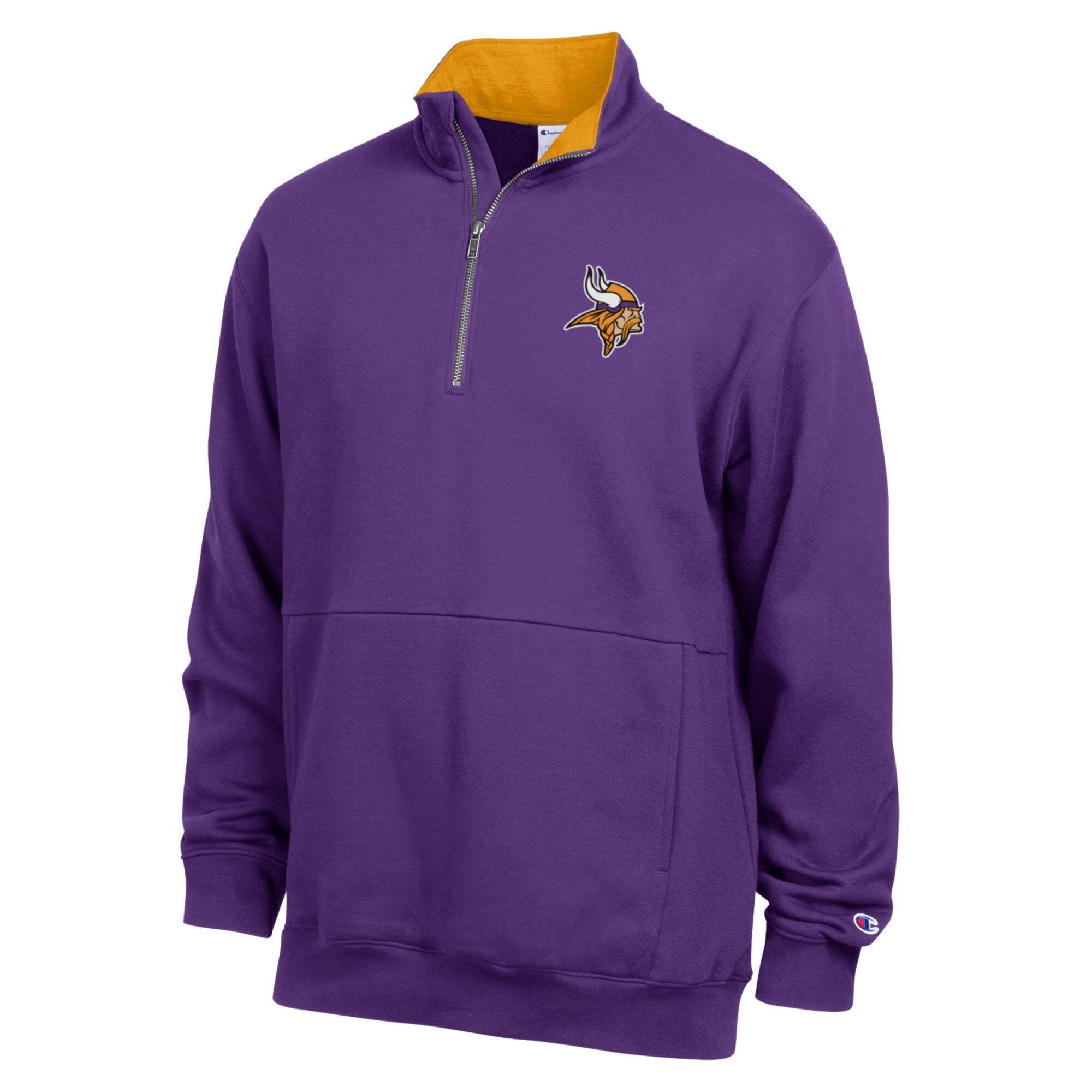 Men's Champion  Purple/Gold Minnesota Vikings Fleece Quarter-Zip Pullover