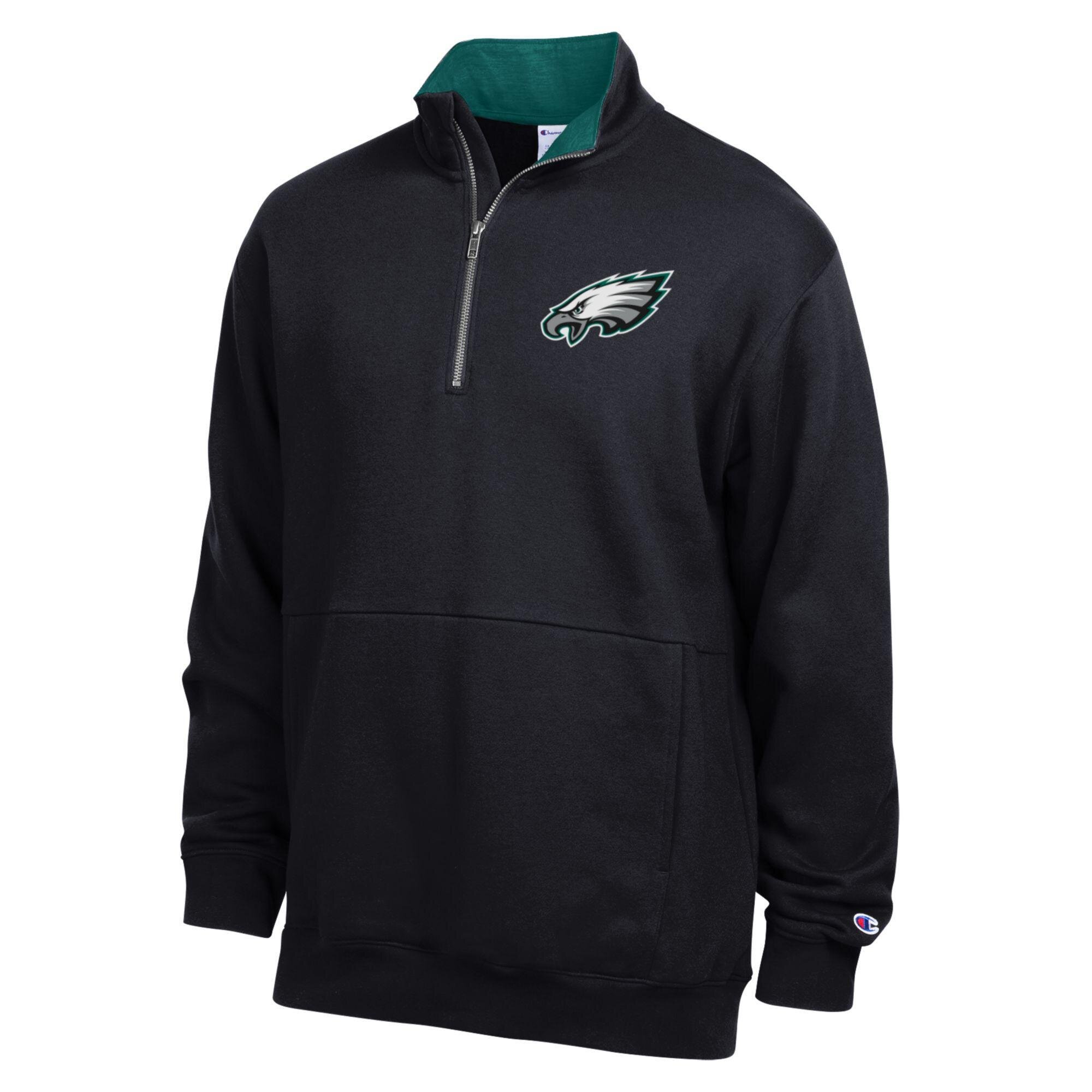Men's Champion  Black/Midnight Green Philadelphia Eagles Fleece Quarter-Zip Pullover