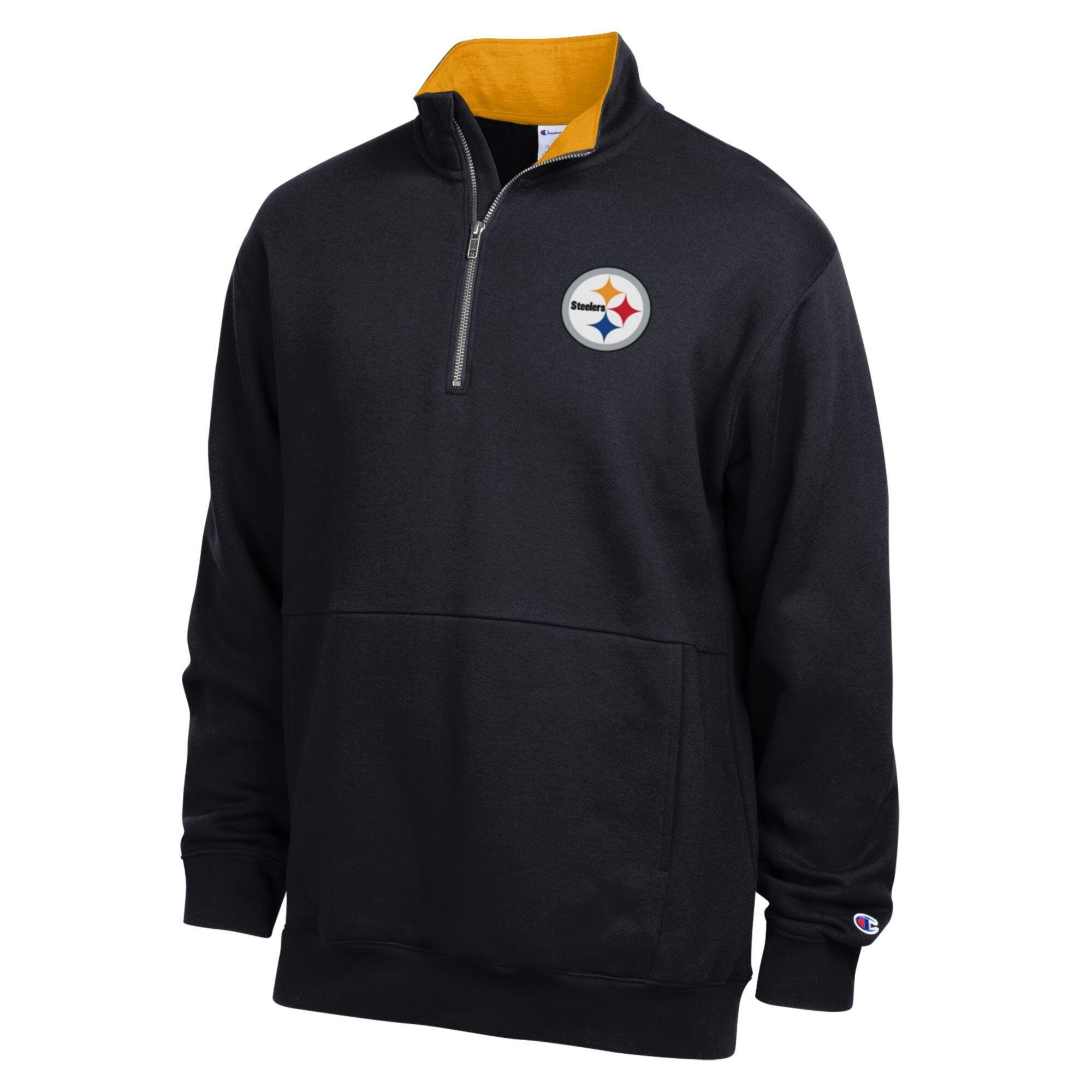 Men's Champion  Black/Gold Pittsburgh Steelers Fleece Quarter-Zip Pullover