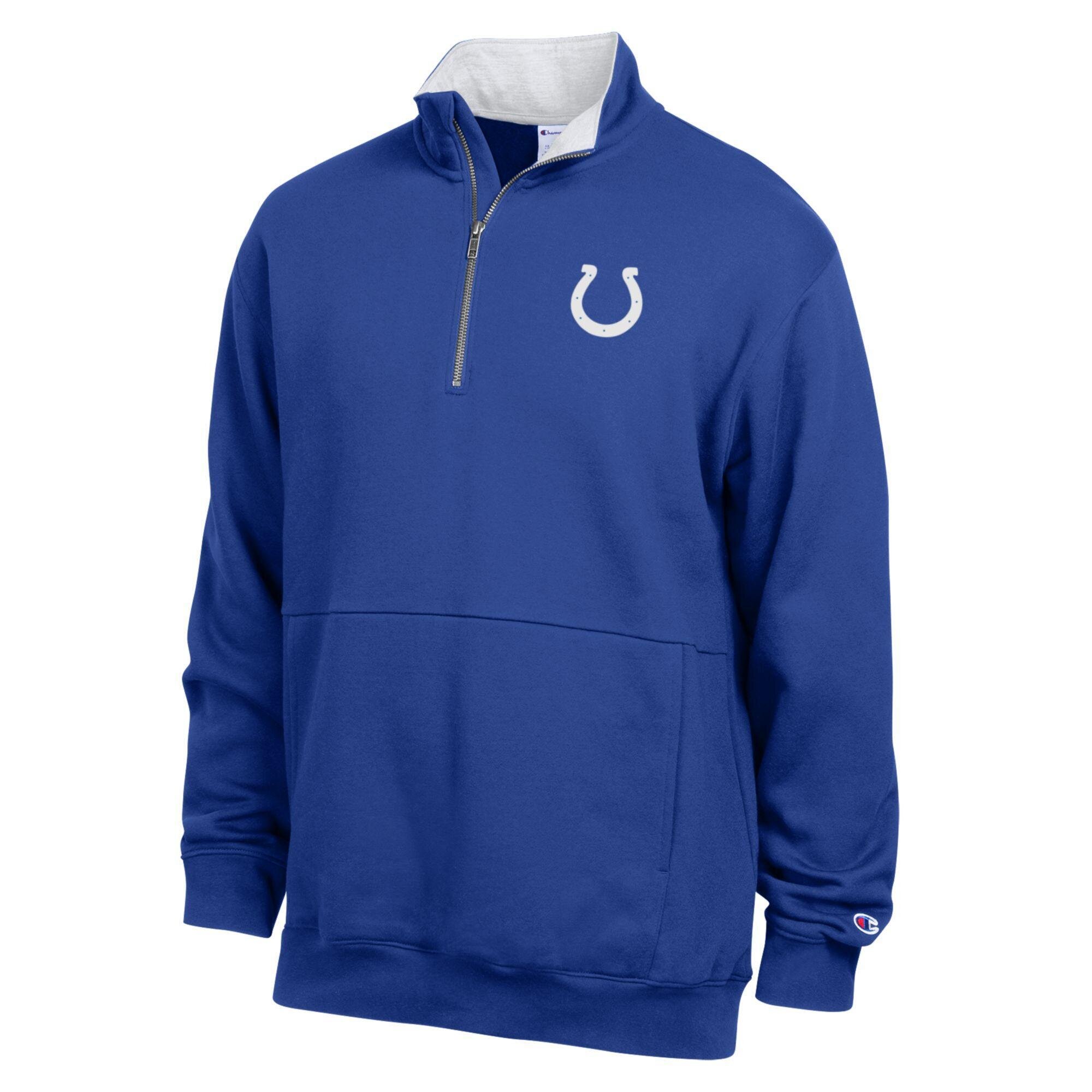 Champion Men's Royal/White Indianapolis Colts Fleece Quarter-Zip Pullover - Royal, White