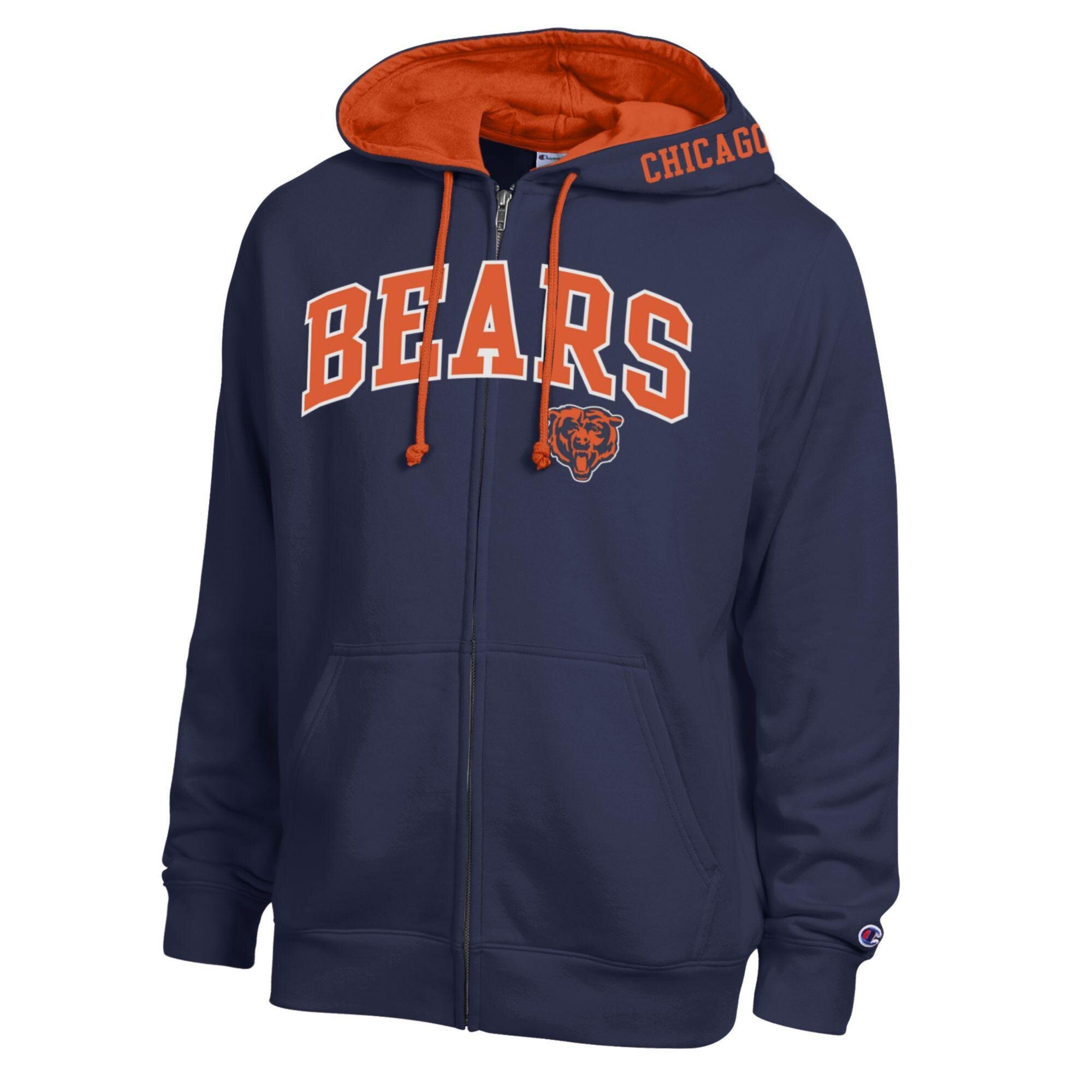 Men's Champion Navy/Orange Chicago Bears Full-Zip Hoodie