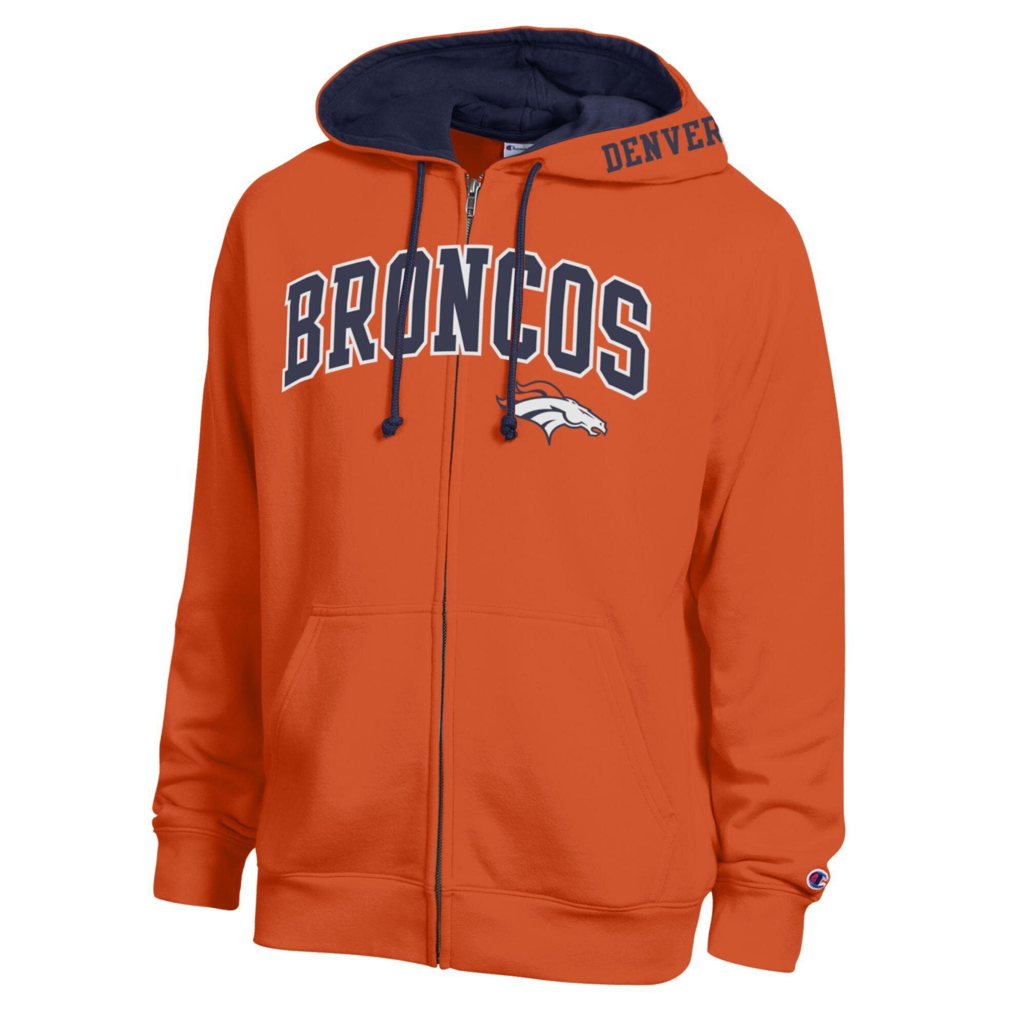 Men's Champion Orange/Navy Denver Broncos Full-Zip Hoodie