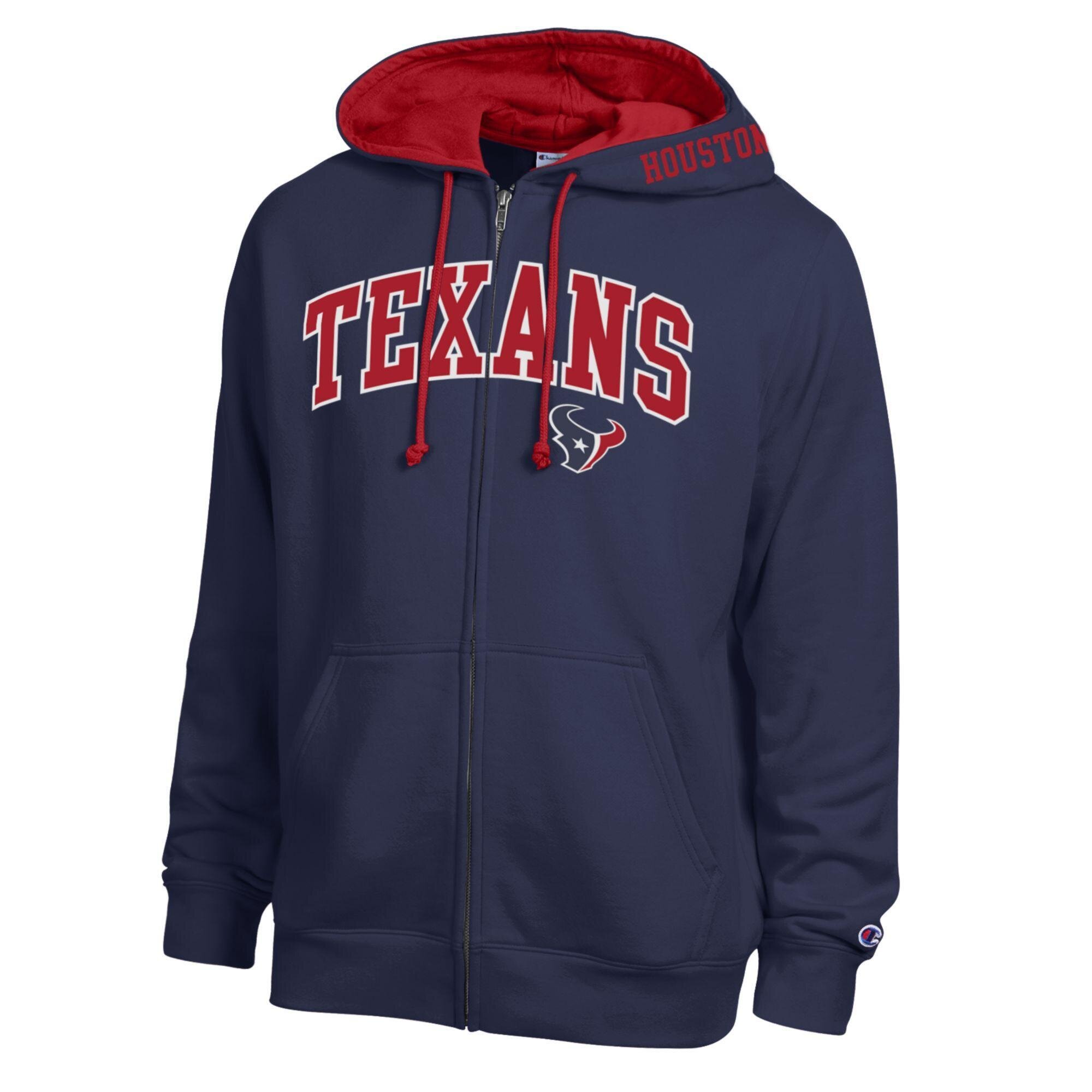 Men's Champion Navy/Red Houston Texans Full-Zip Hoodie
