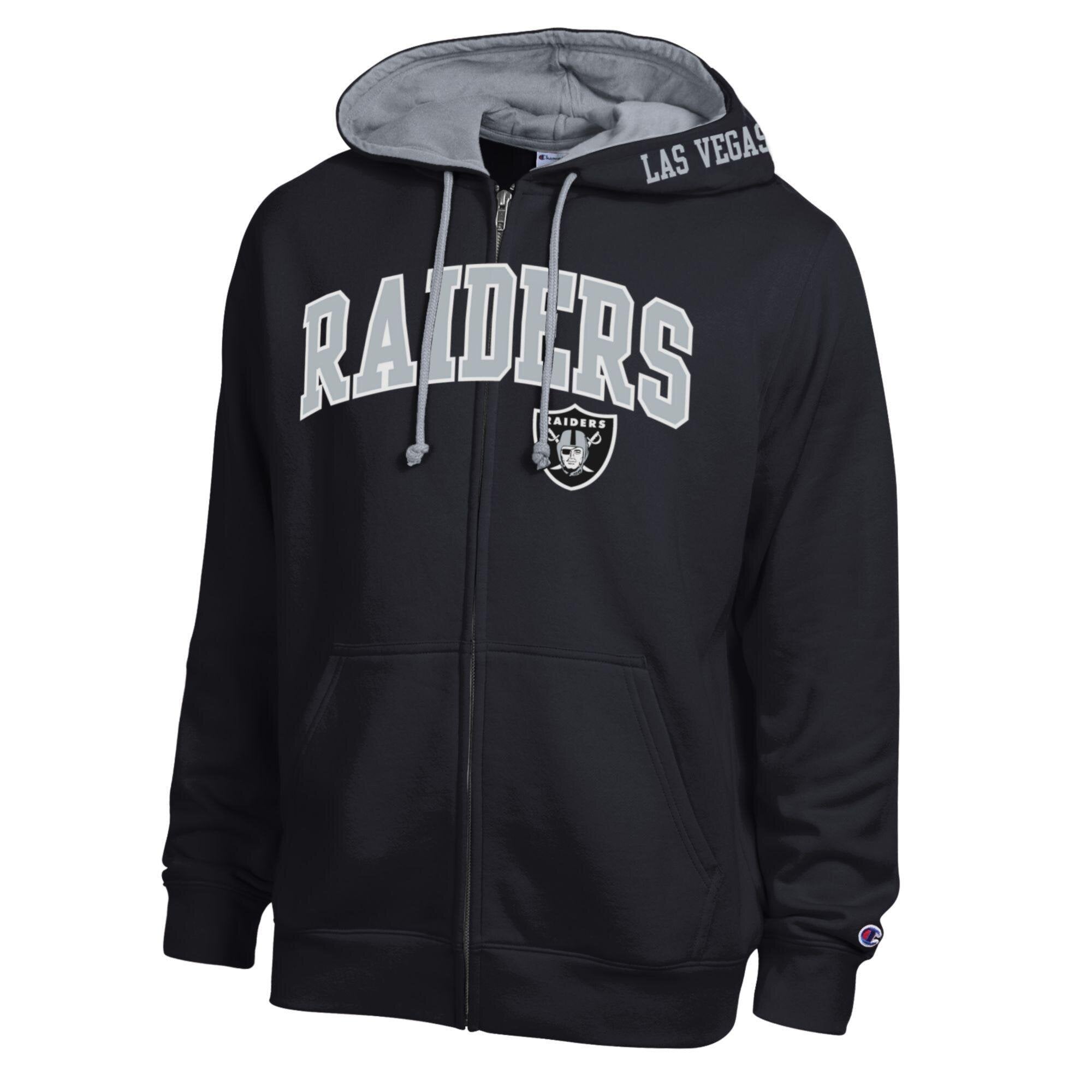 Men's Champion  Black/Heather Gray Las Vegas Raiders Full-Zip Hoodie