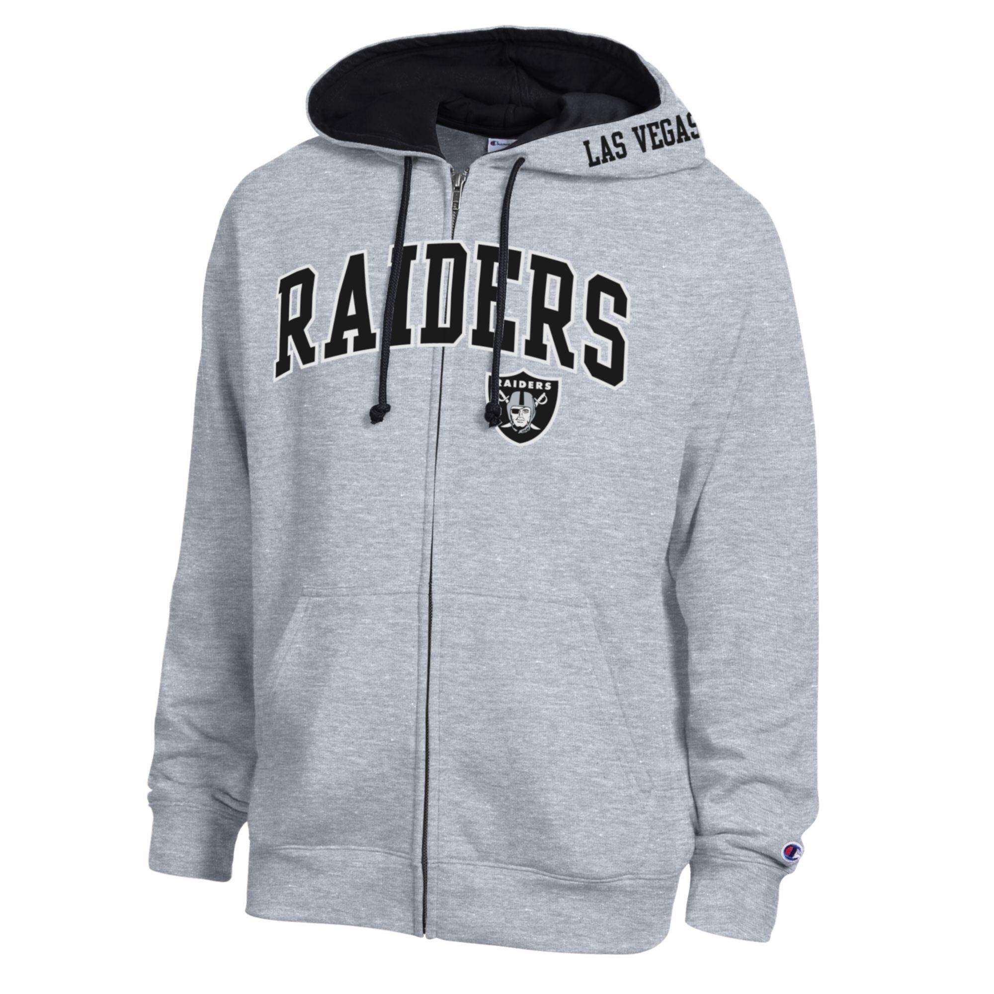 Men's Champion  Heather Gray/Black Las Vegas Raiders Full-Zip Hoodie