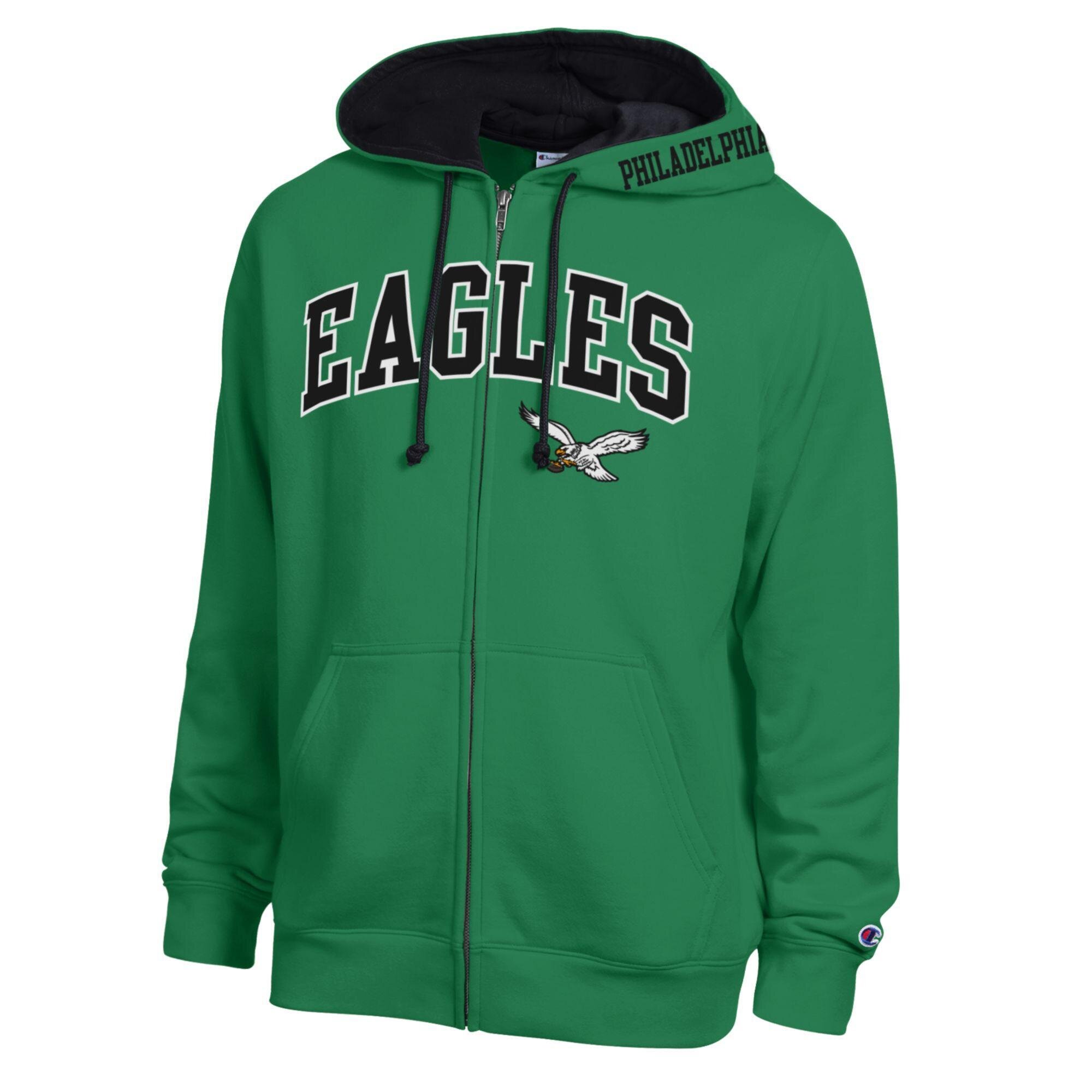 Men's Champion Kelly Green/Black Philadelphia Eagles Full-Zip Hoodie