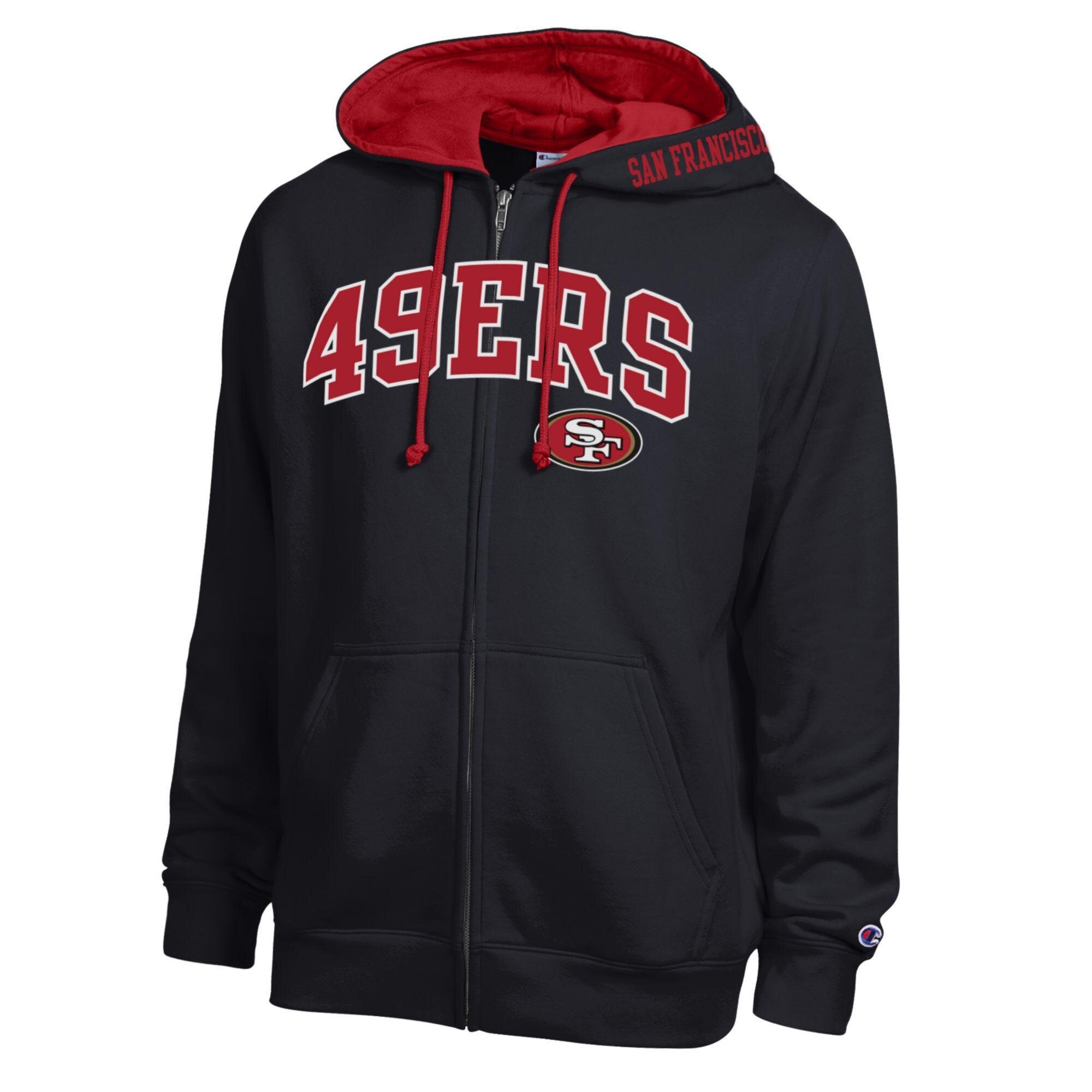 Men's Champion  Black/Scarlet San Francisco 49ers Full-Zip Hoodie