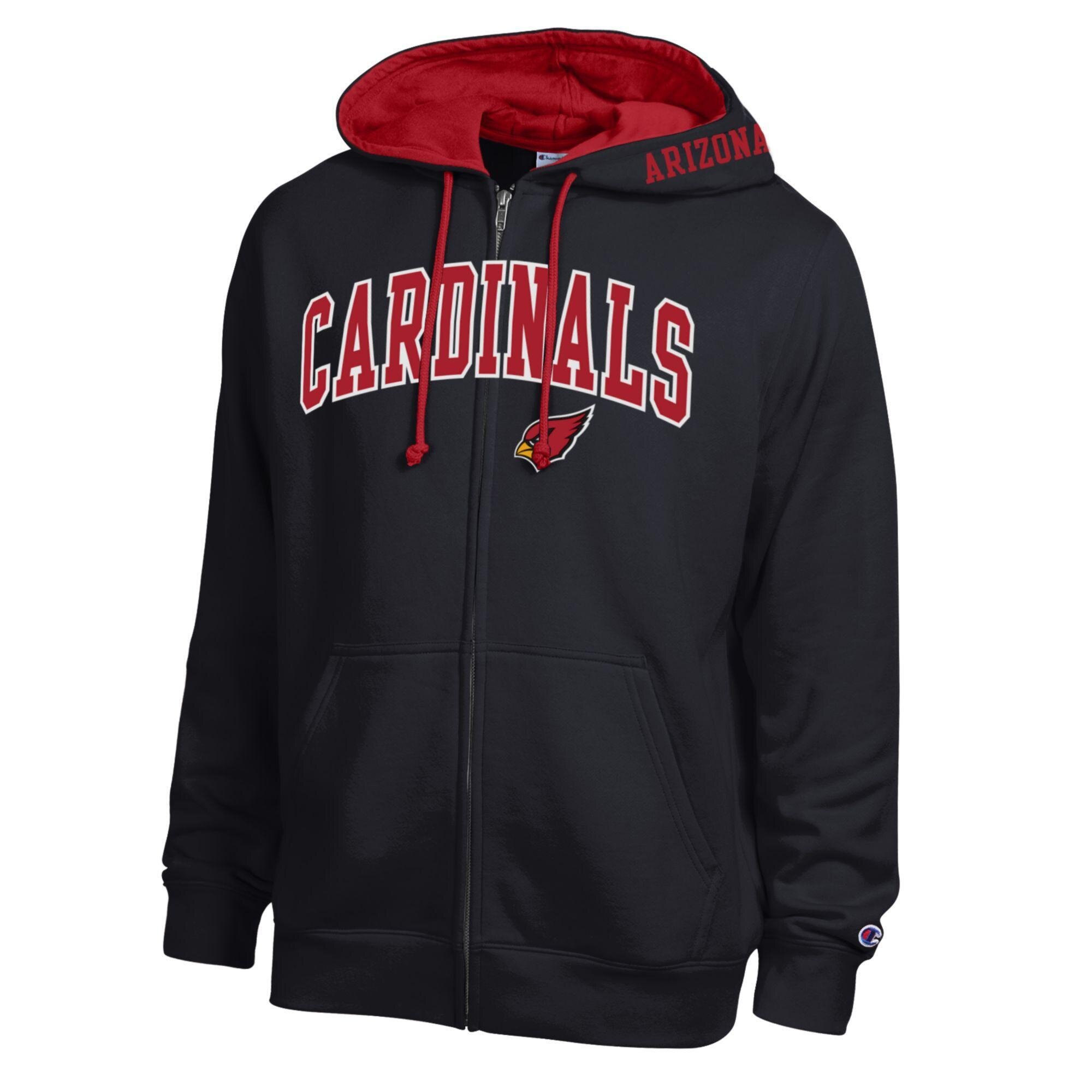 Champion Men's Black/Cardinal Arizona Cardinals Full-Zip Hoodie - Black, Cardinal