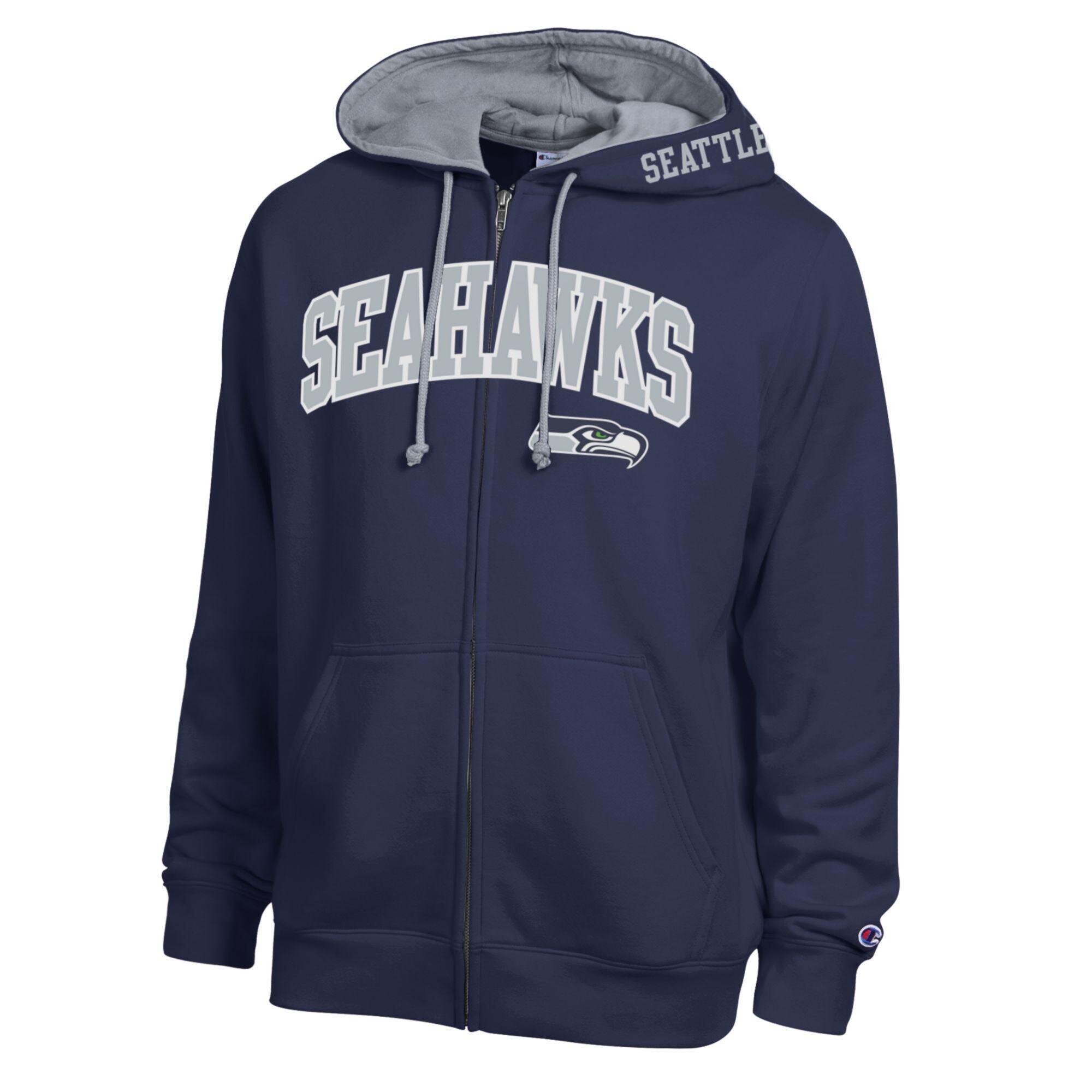 Men's Champion  College Navy/Heather Gray Seattle Seahawks Full-Zip Hoodie