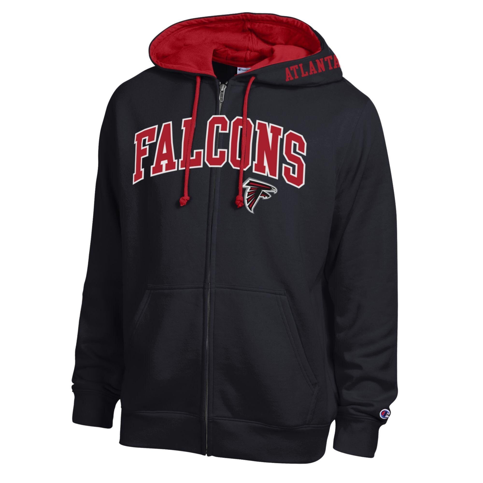 Men's Champion  Black/Red Atlanta Falcons Full-Zip Hoodie