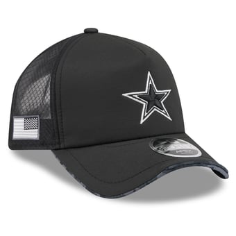 Men's New Era Black Dallas Cowboys 2026 Salute To Service Apex 9FORTY Adjustable Trucker Hat