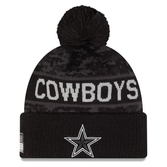 Men's New Era Black Dallas Cowboys 2026 Salute To Service Cuffed Knit Hat with Pom