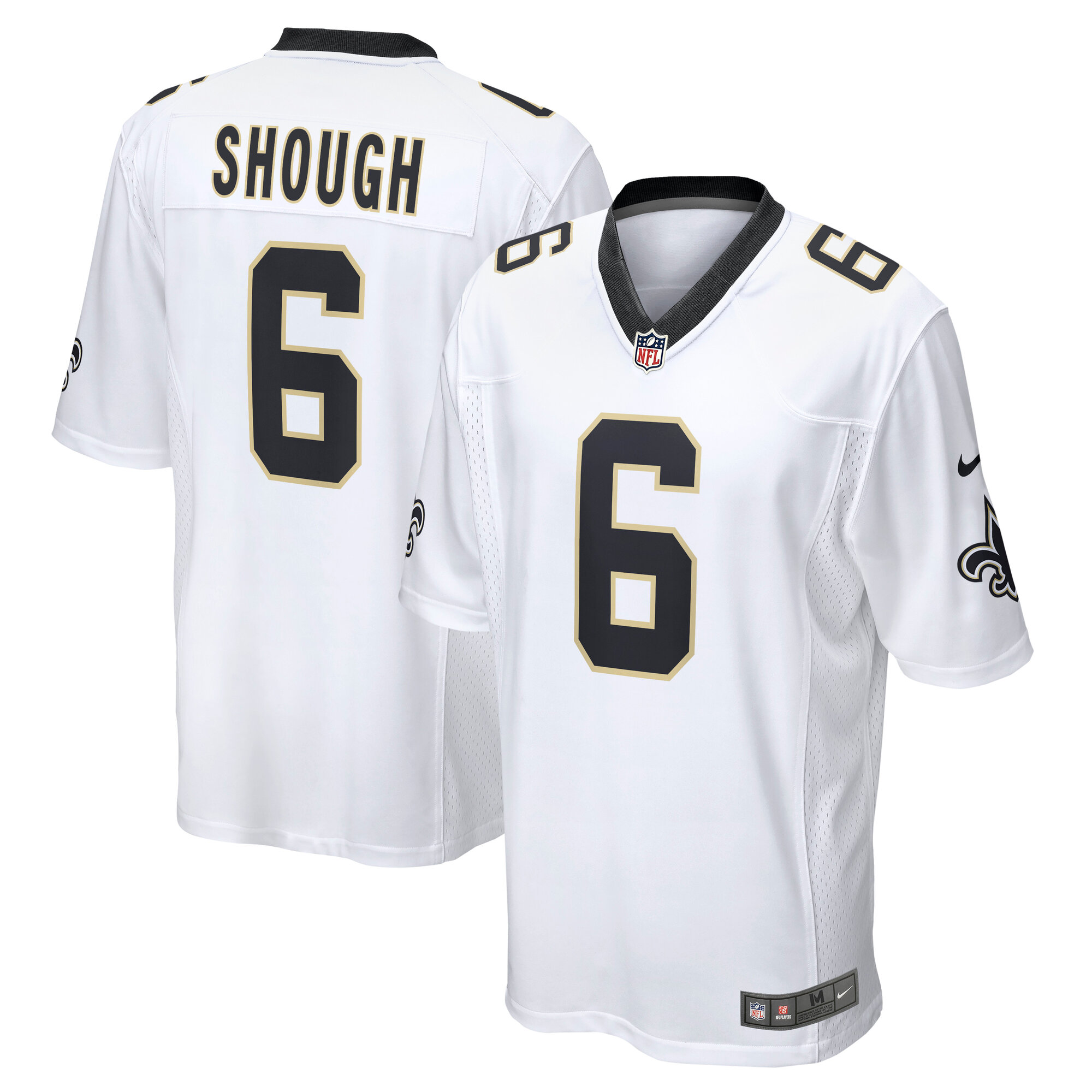 Men's Nike Tyler Shough White New Orleans Saints Game Player Jersey