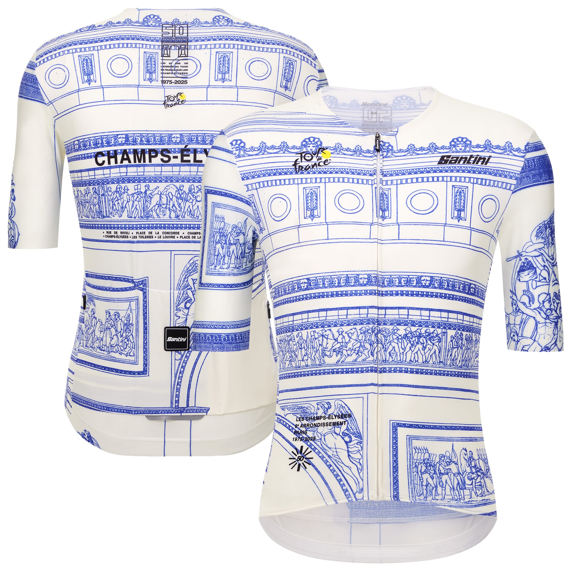 Maglia ciclismo Tour de France 2026 Replica Arrivo Arc De Triomphe di Santini - Bianca