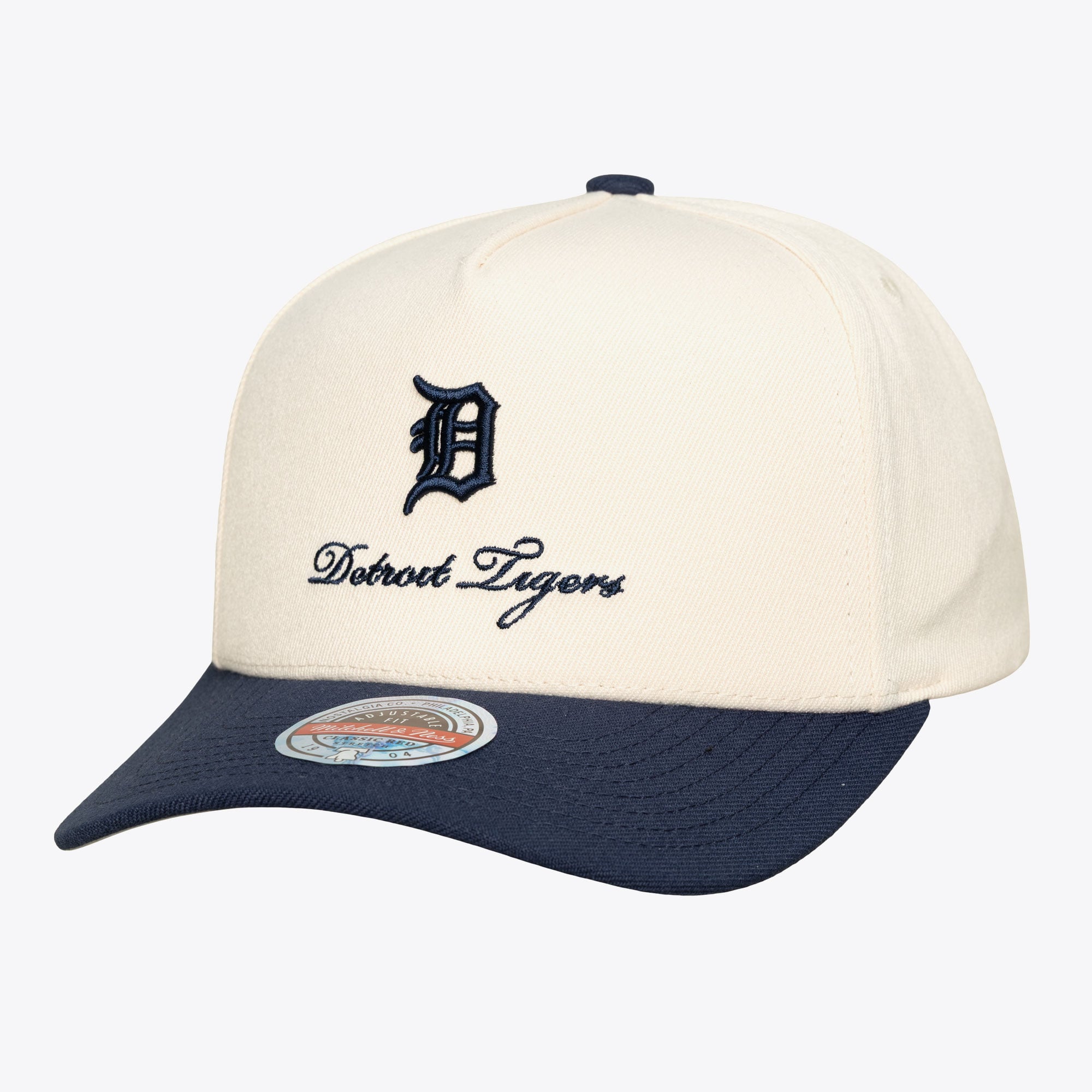 Men's Mitchell & Ness Cream/Navy Detroit Tigers Flawless Stretch-Snapback Hat