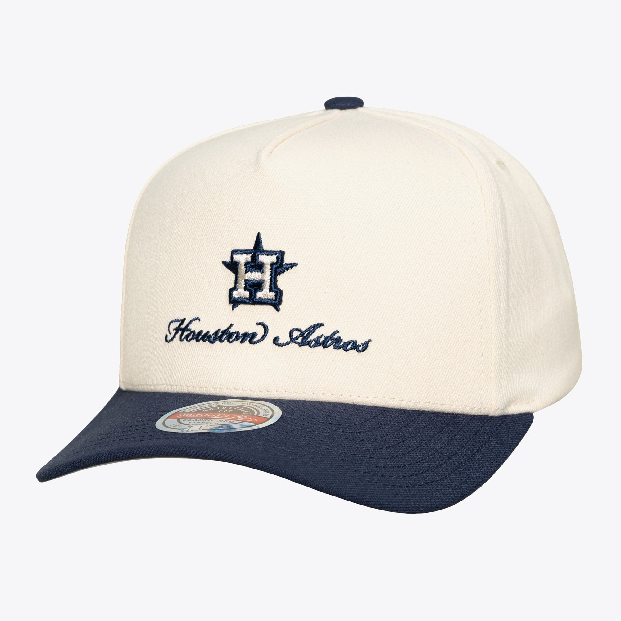 Men's Mitchell & Ness Cream/Navy Houston Astros Flawless Stretch-Snapback Hat
