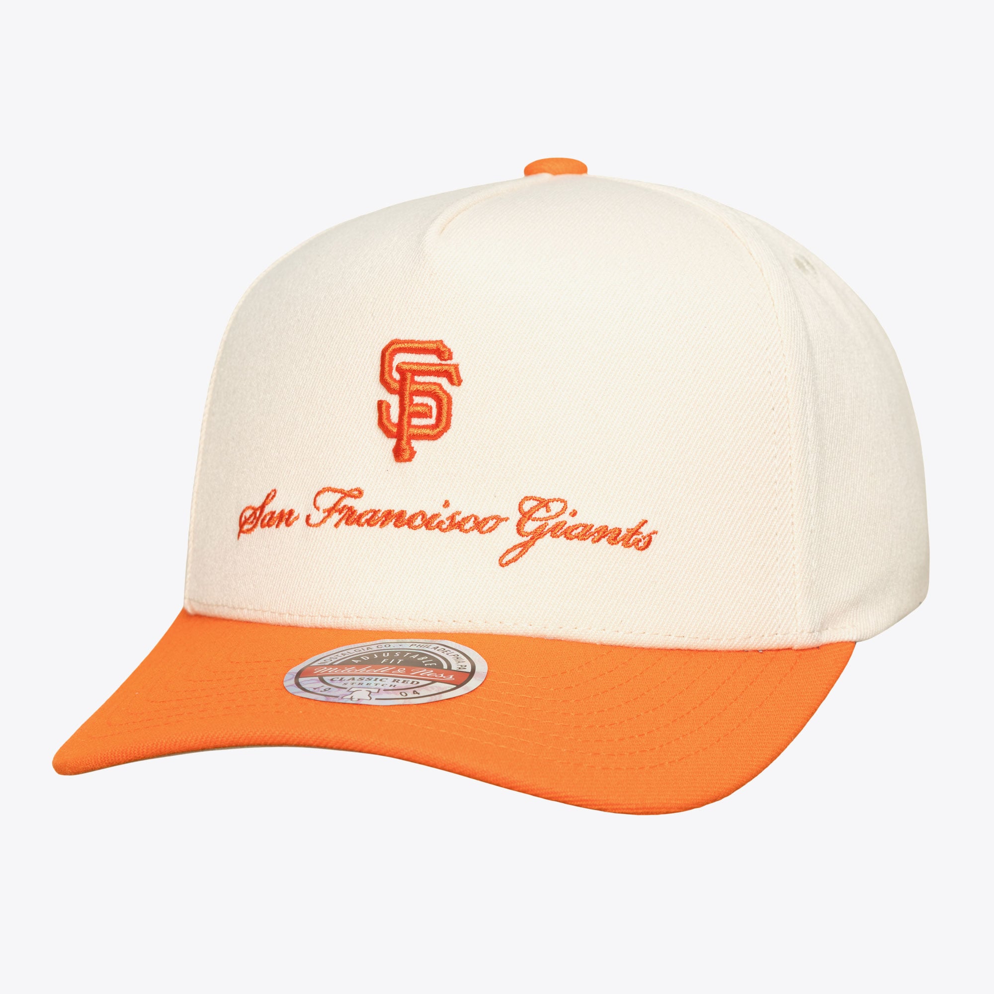 Men's Mitchell & Ness  Cream/Orange San Francisco Giants Flawless Stretch-Snapback Hat