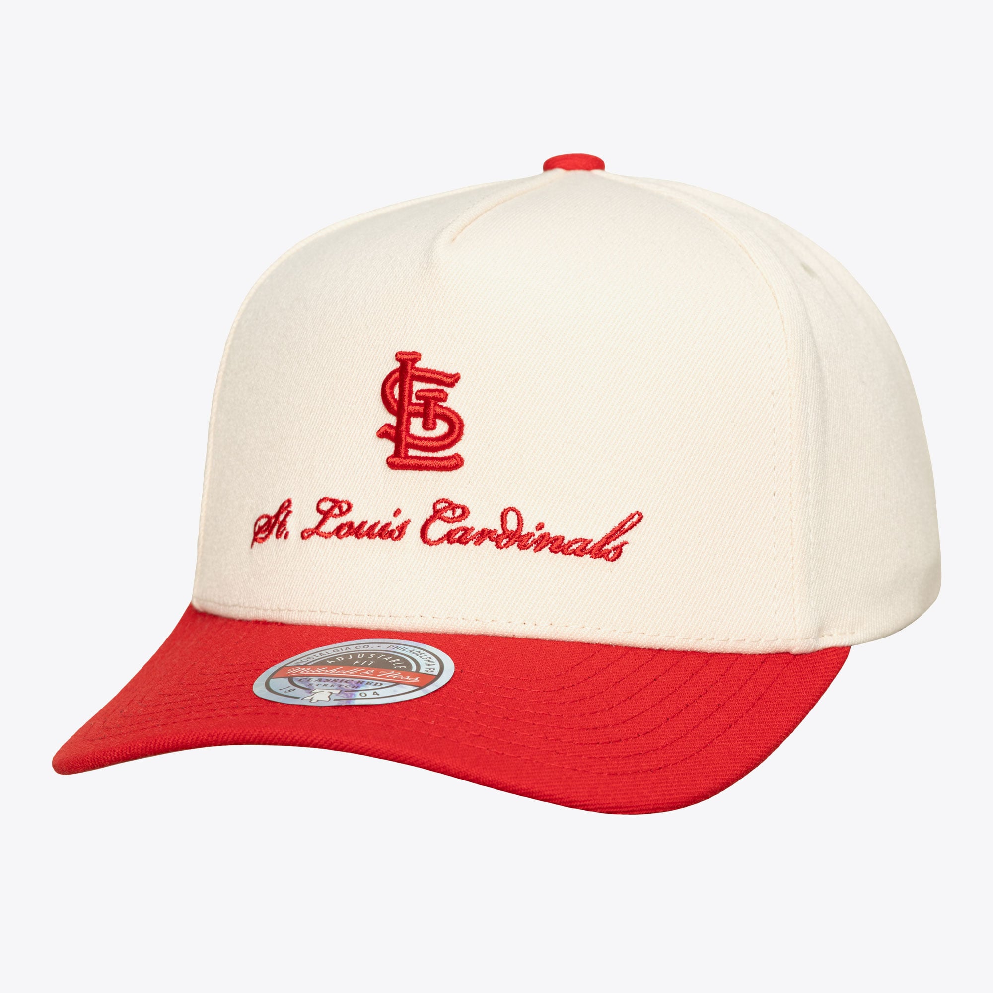Men's Mitchell & Ness Cream/Red St. Louis Cardinals Flawless Stretch-Snapback Hat