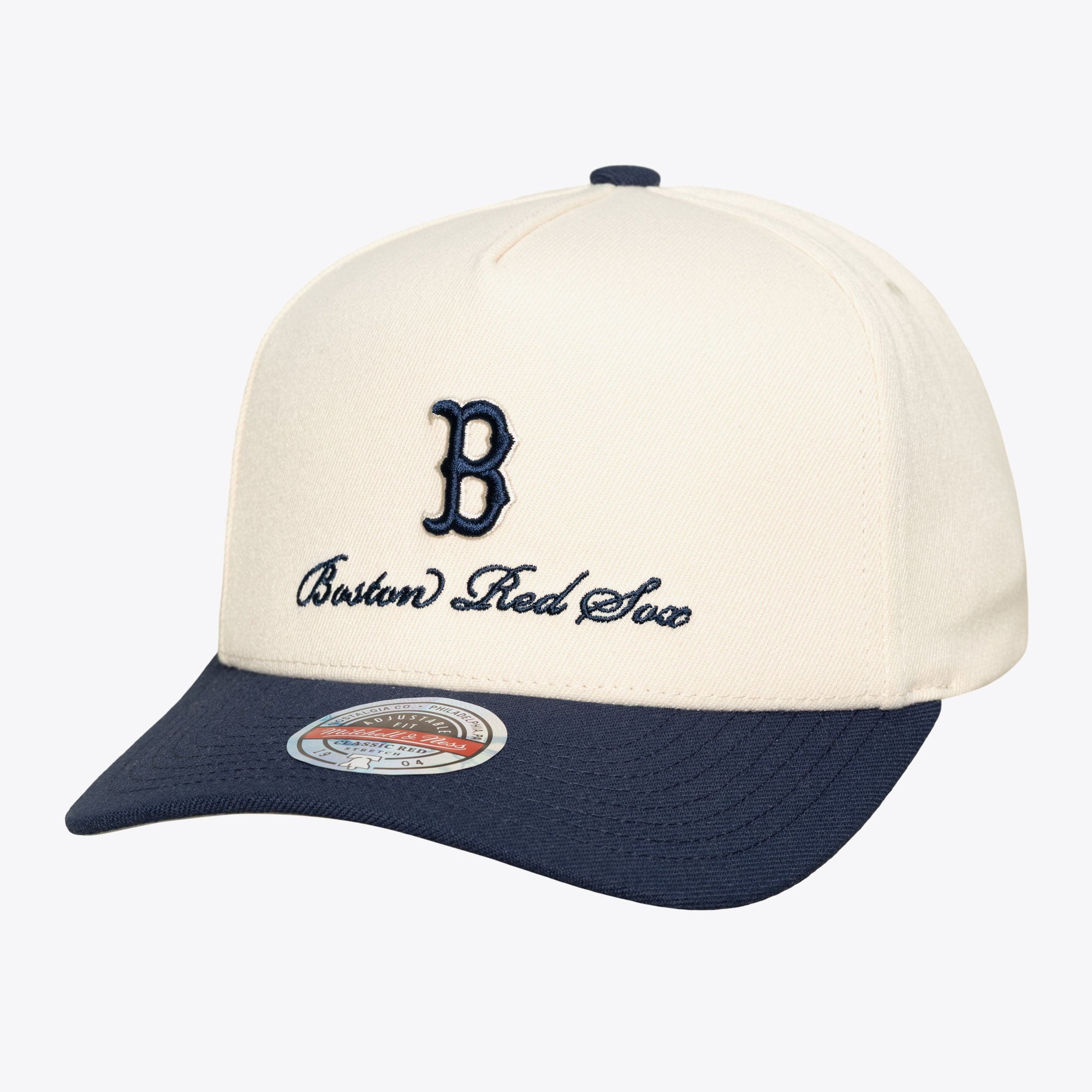 Men's Mitchell & Ness Cream/Navy Boston Red Sox Flawless Stretch-Snapback Hat
