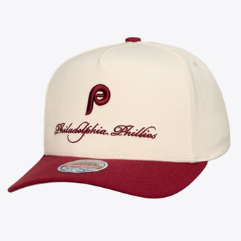 Men's Mitchell & Ness Cream/Burgundy Philadelphia Phillies Cooperstown Collection Flawless Script Stretch-Snap Hat