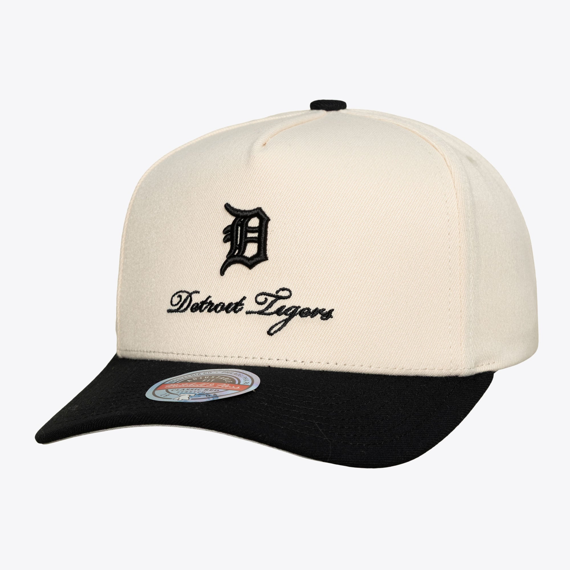 Men's Mitchell & Ness  Cream/Black Detroit Tigers Flawless Stretch Snapback Hat