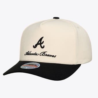 Men's Mitchell & Ness  Cream/Black Atlanta Braves Flawless Stretch Snapback Hat