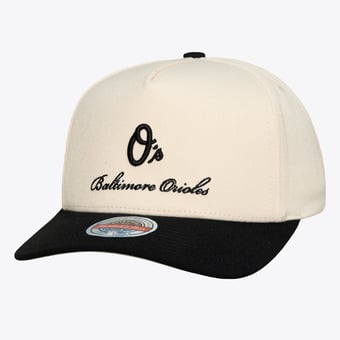 Men's Mitchell & Ness  Cream/Black Baltimore Orioles Flawless Stretch-Snap Hat